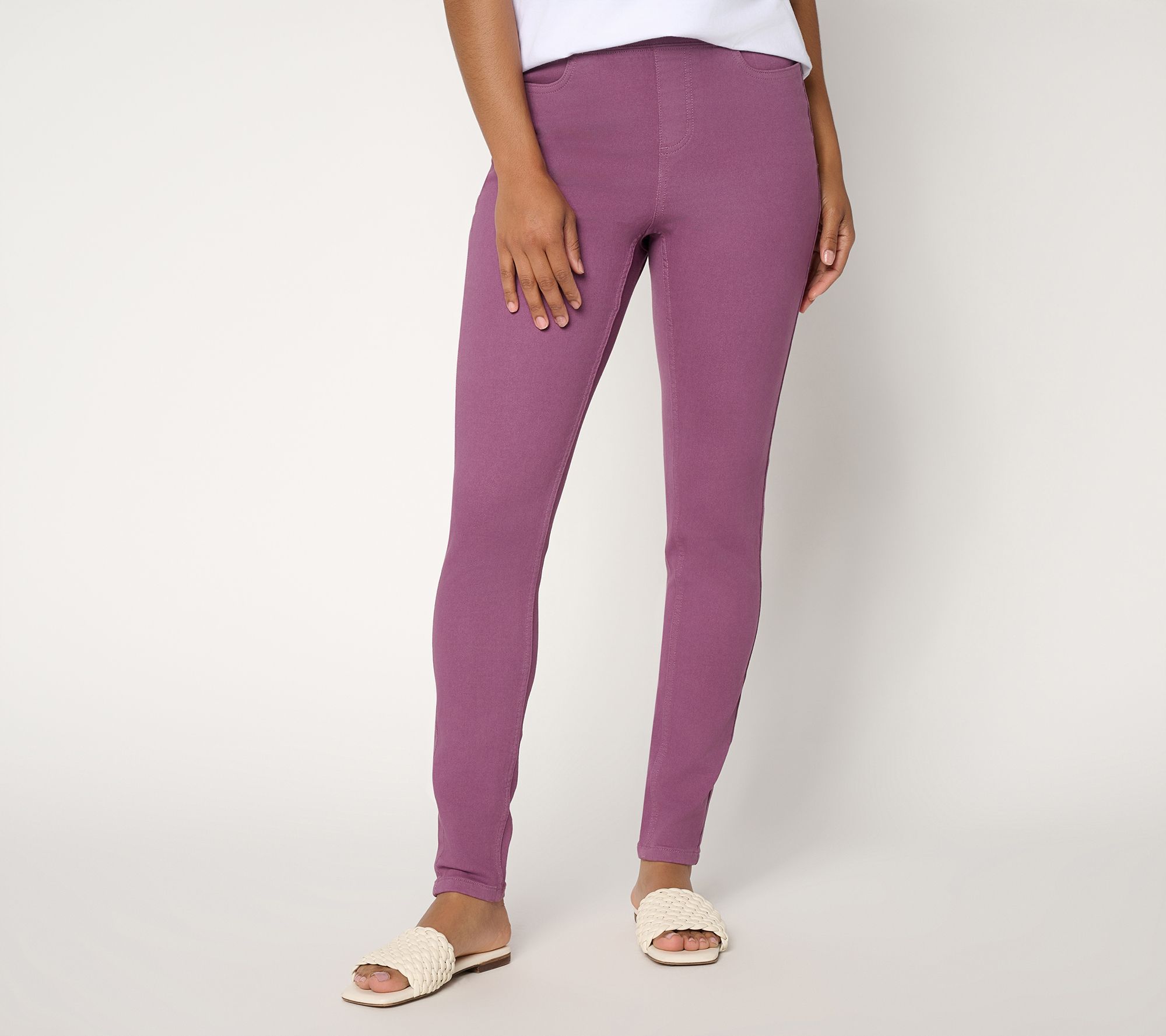 Denim & Co. Regular Colored Denim Pull-On Jeggings with Pockets