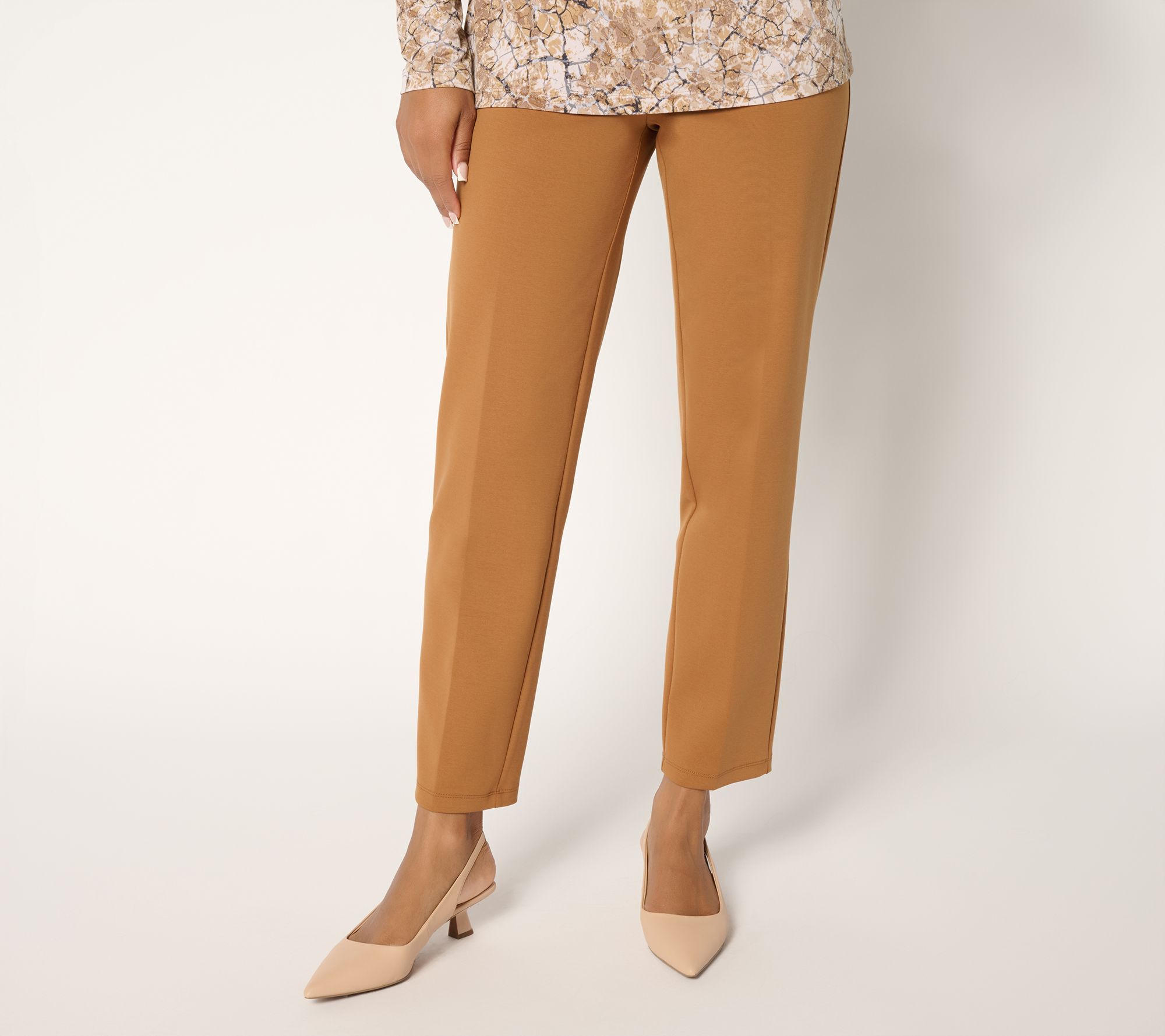 "As Is" Susan Graver Weekend Petite Cotton Ponte Slim Leg Ankle Pants