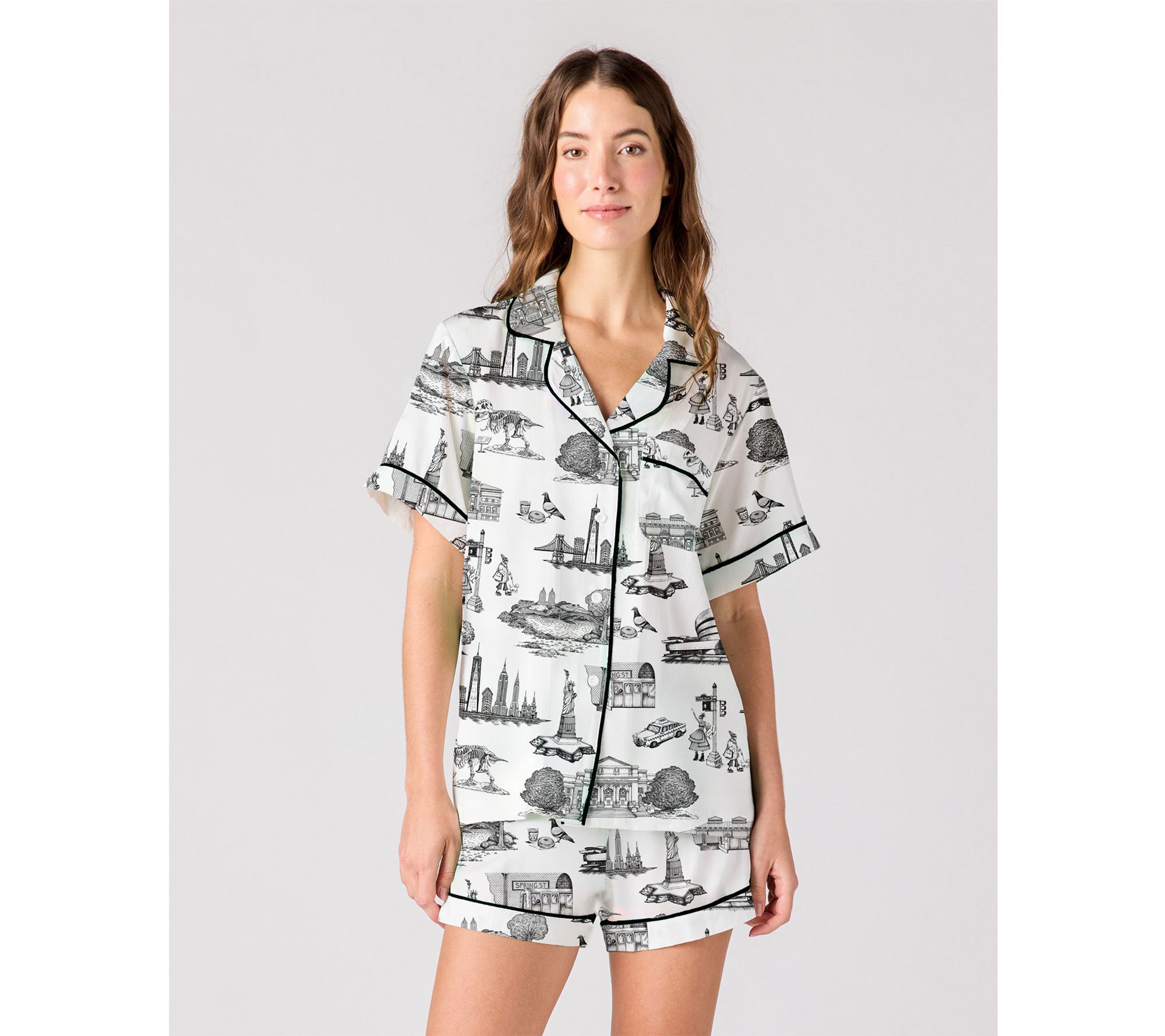 Katie Kime New York Toile Pajama Shorts Set