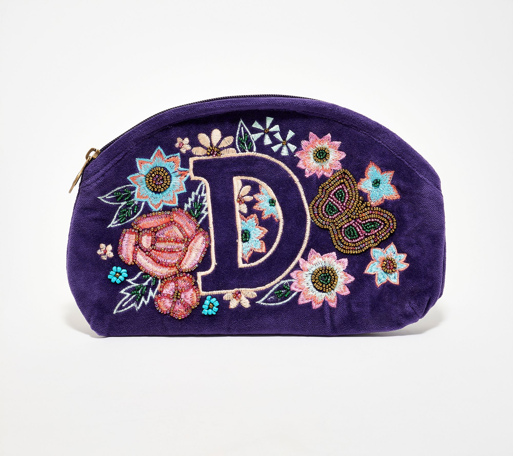 "As Is" America & Beyond Velvet Embellished Initial Pouch