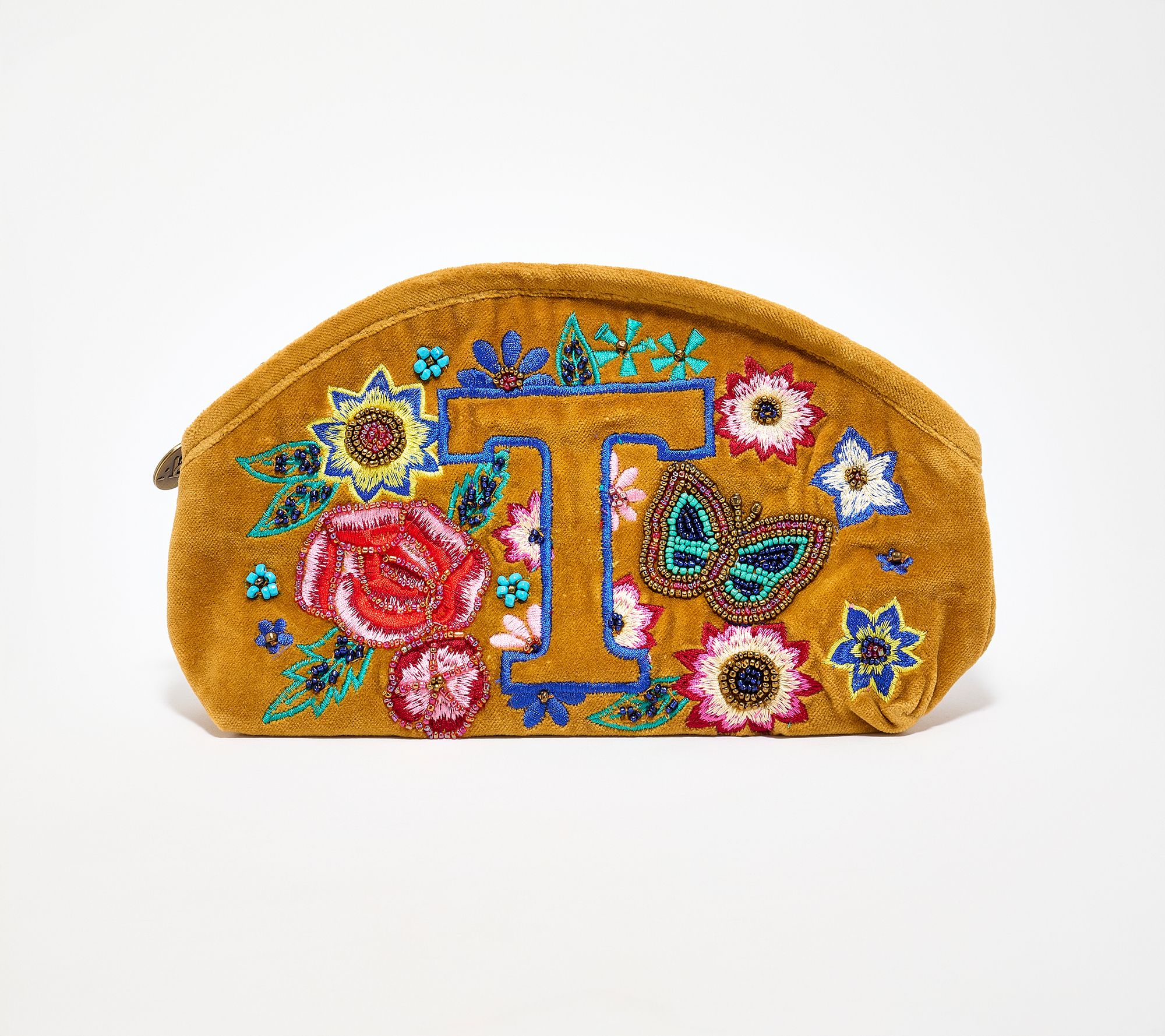 "As Is" America & Beyond Velvet Embellished Initial Pouch