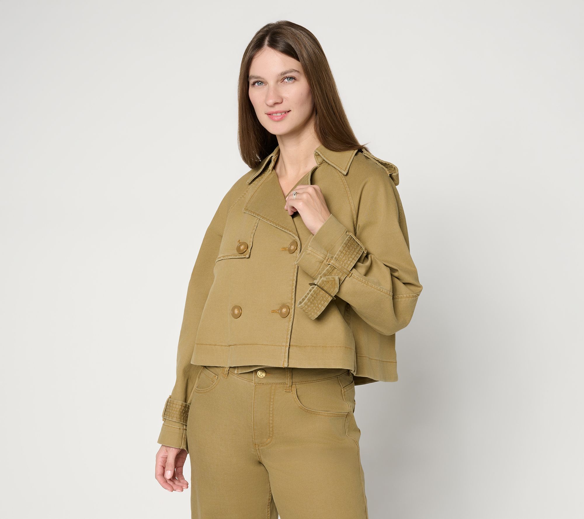 "As Is" Carla Rockmore Collection Cropped Denim Trench Jacket