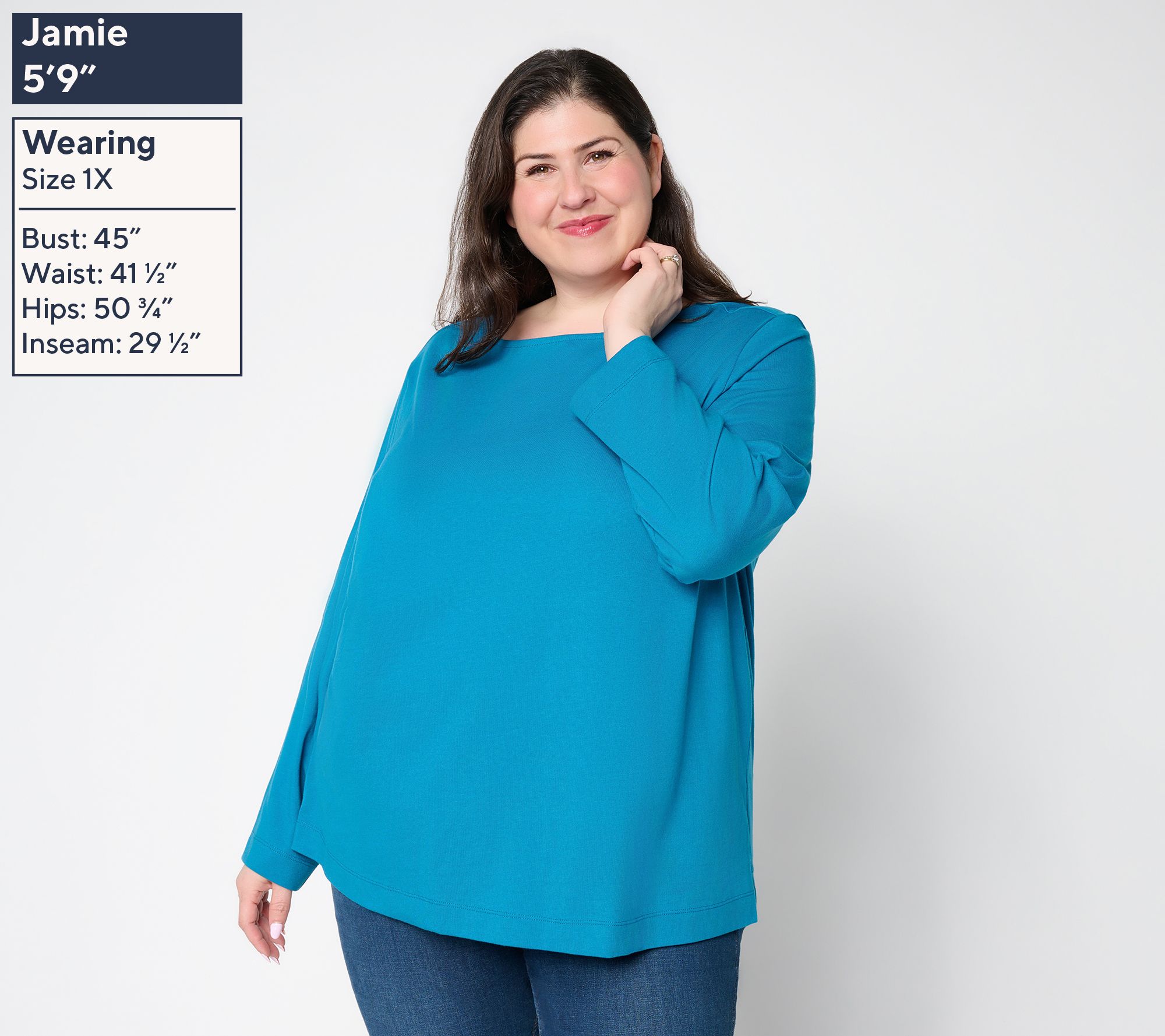 Denim & Co. Essentials 100% Cotton Oversized Boat Neck Top | QVC