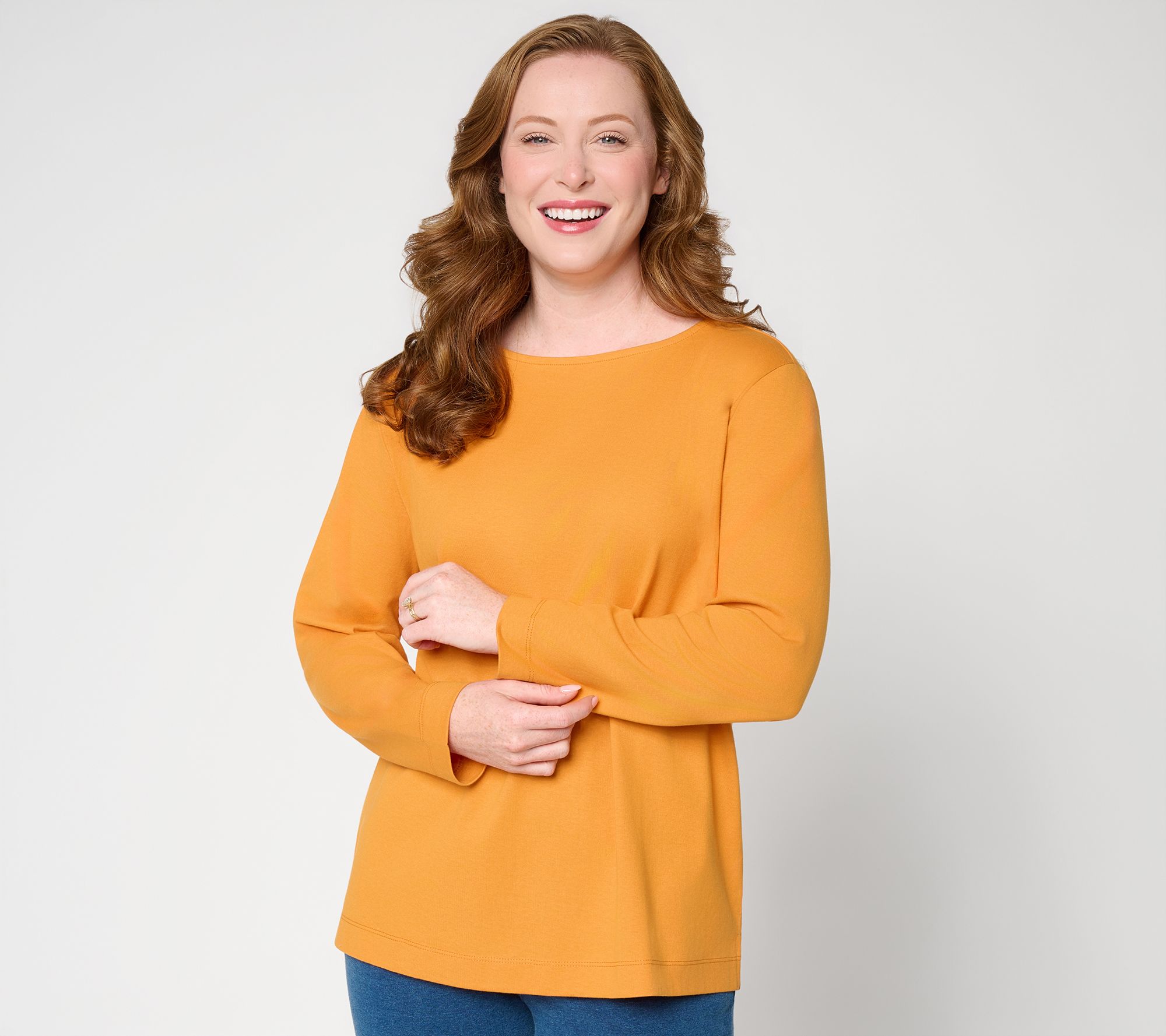 Denim & Co. Essentials 100% Cotton Oversized Boat Neck Top
