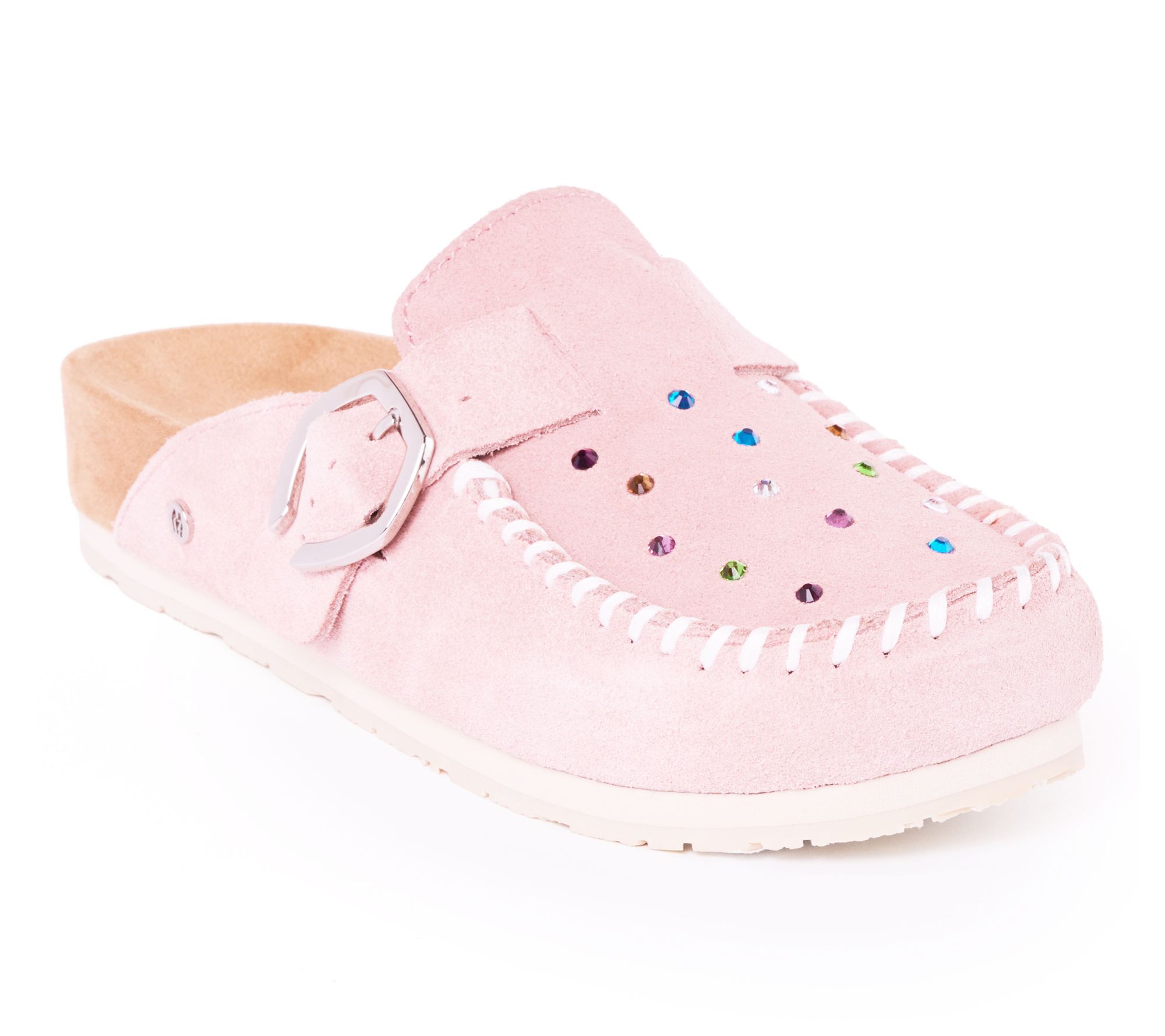 Minnetonka Women's Rhinestone Suede Buckle Clog