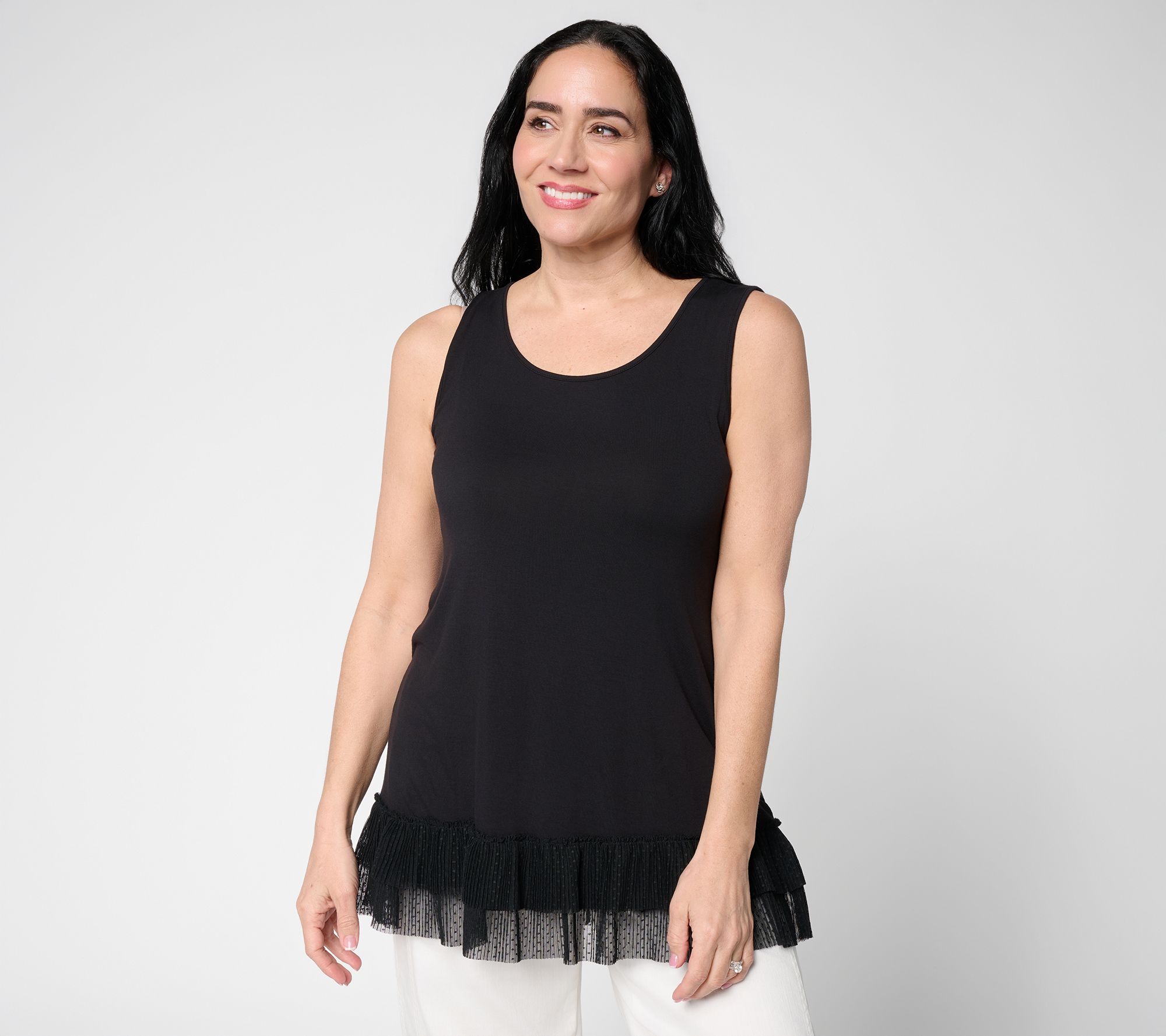 "As Is" LOGO Layers by Lori Goldstein Tank with Pleated Clip-Dot Hem