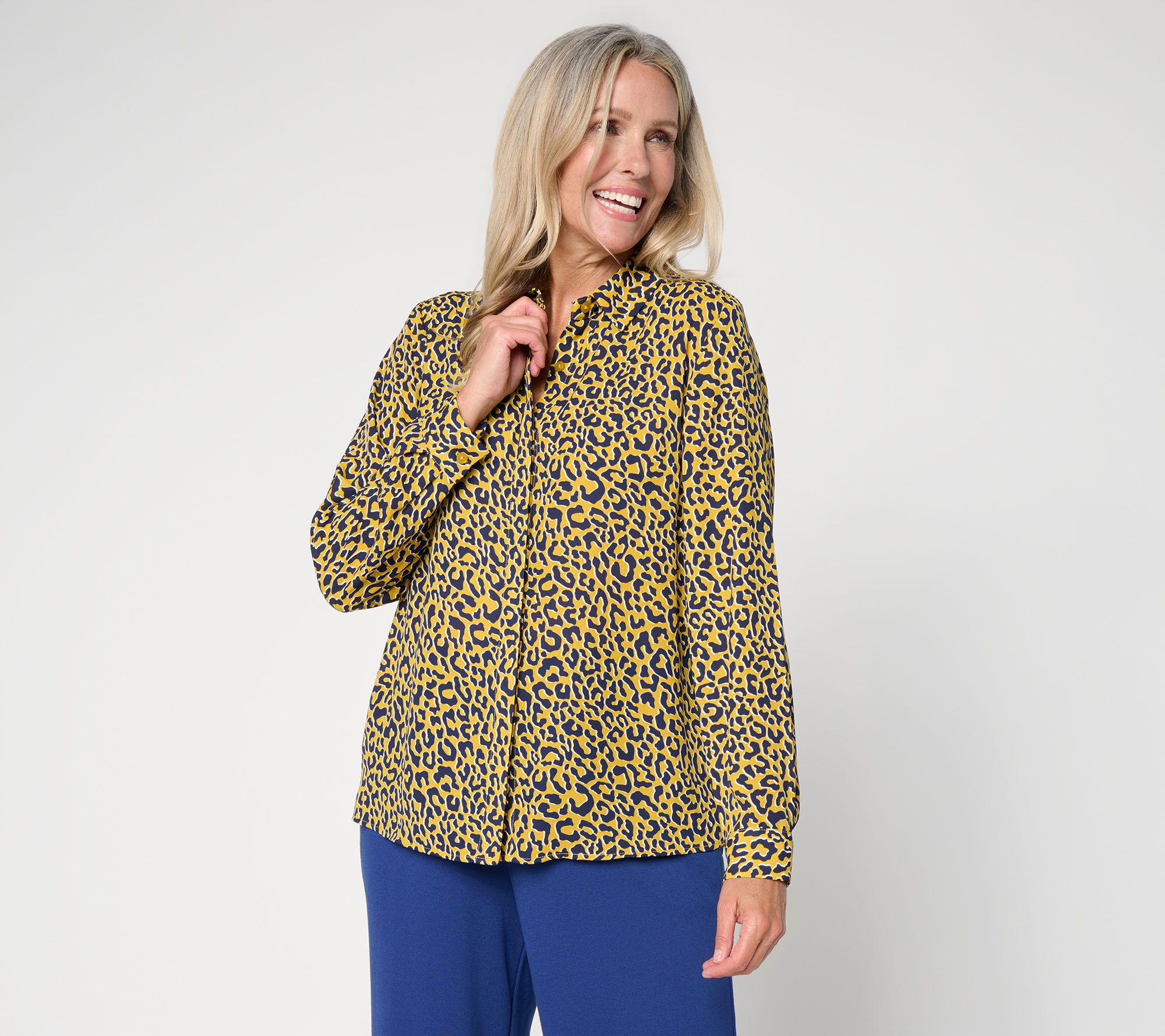 Joan Rivers Georgette Leopard Printed Blouse