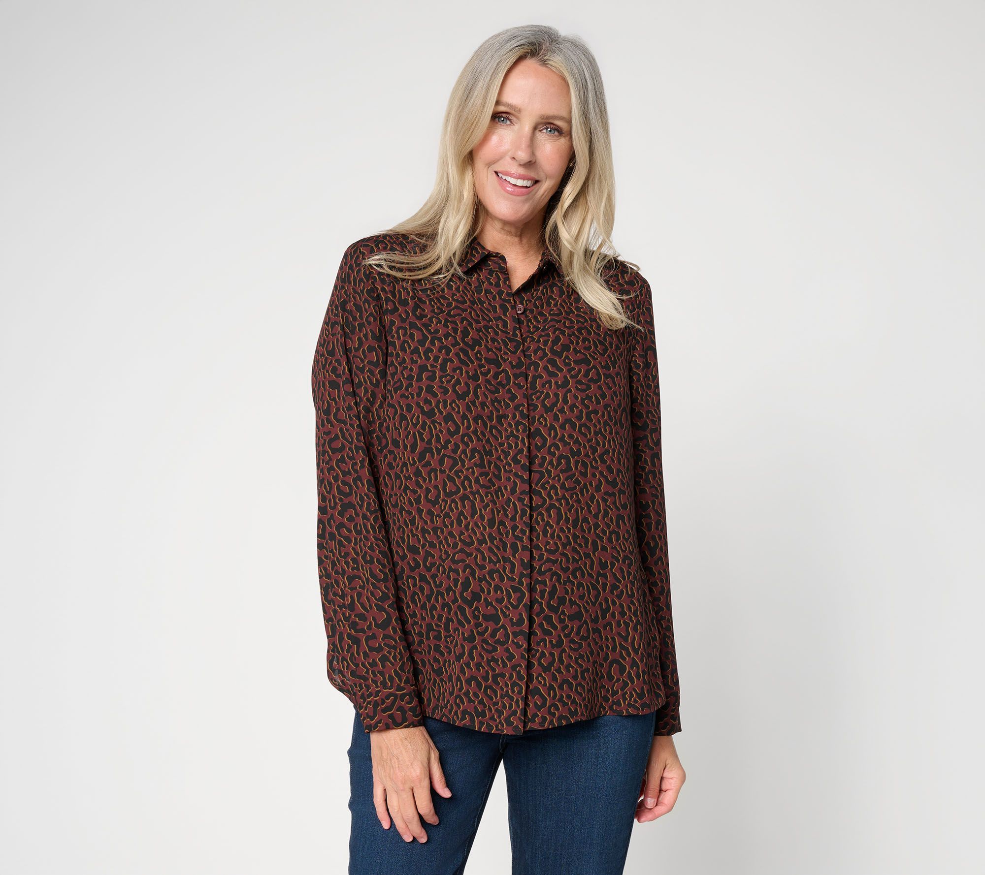 Joan Rivers Georgette Leopard Printed Blouse
