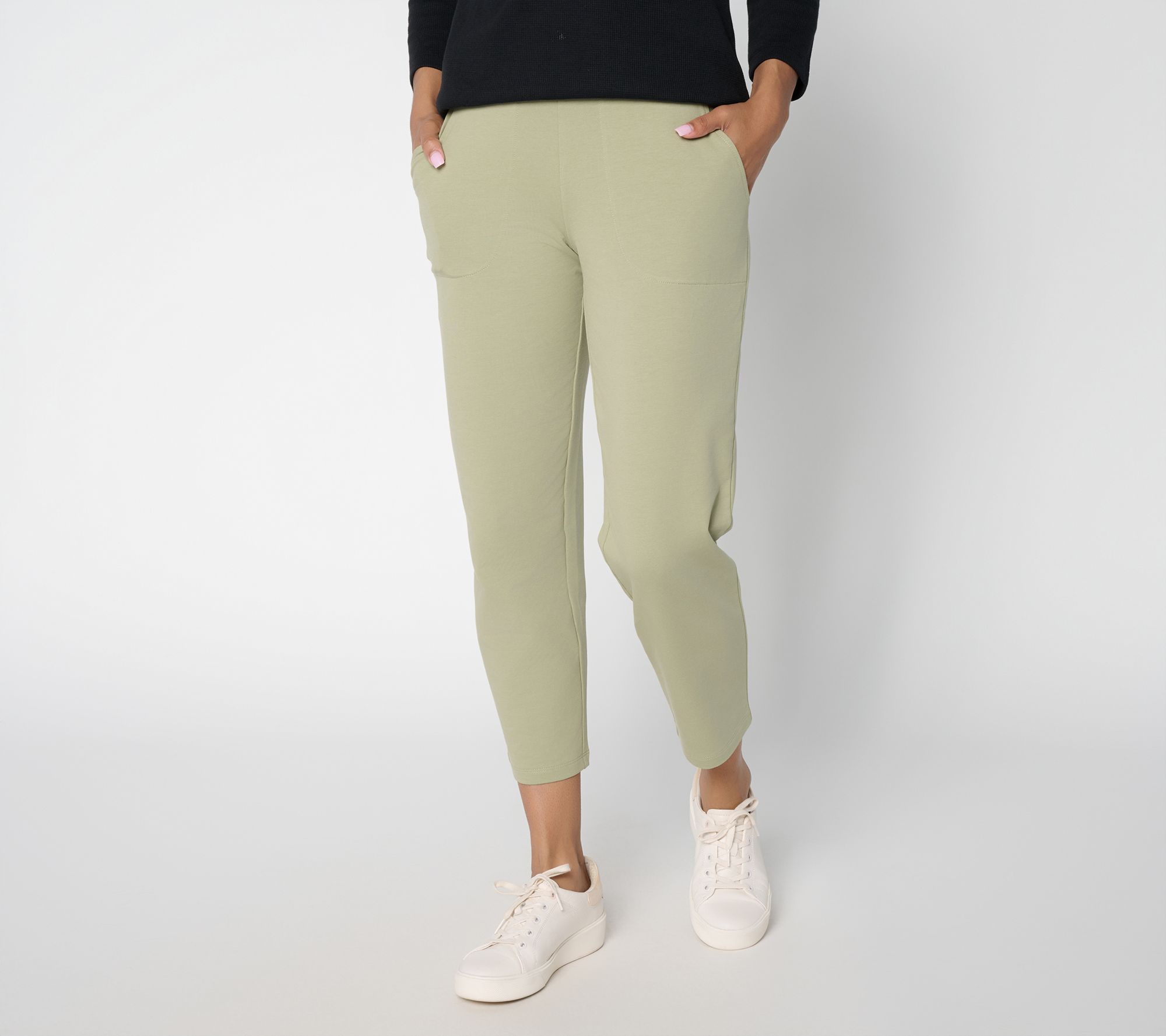 "As Is" Denim & Co. Petite EasyWear French Terry Straight Leg Crop Pants