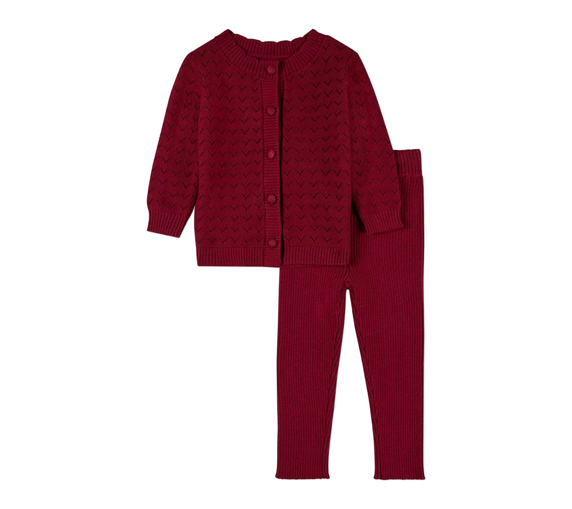 MiniMoi Chevron Knit Cardigan With Scalloped Neck 2 Piece Set