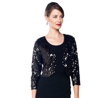 Joan Rivers Sequin Shrug with 3/4 Sleeves - Page 1 — QVC.com
