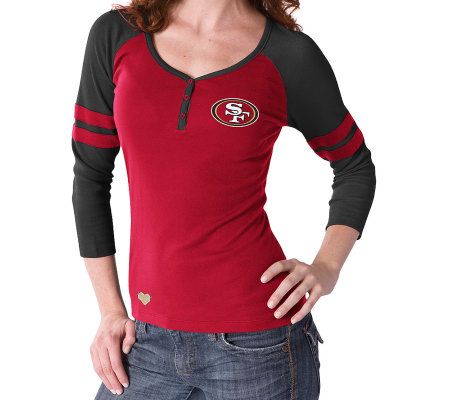 NFL San Francisco 49ers Women's 3/4 Sleeve RibHenley Top 