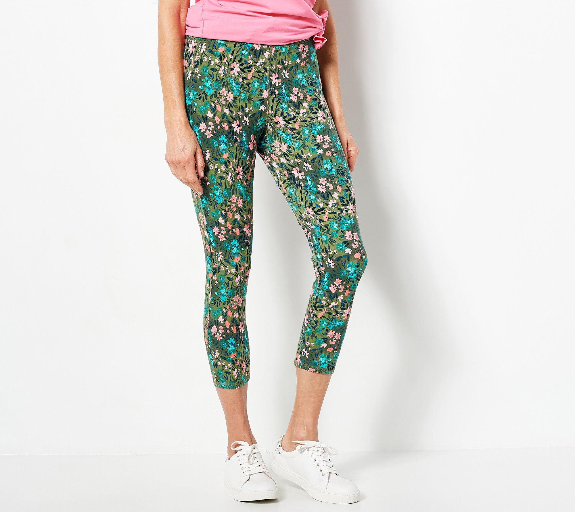 As Is Denim & Co. Active Printed Duo Stretch Pull On Crop Legging