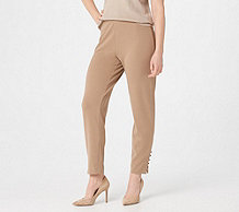  Dennis Basso Luxe Crepe Slim-Leg Pull-On Ankle Pants - A307432
