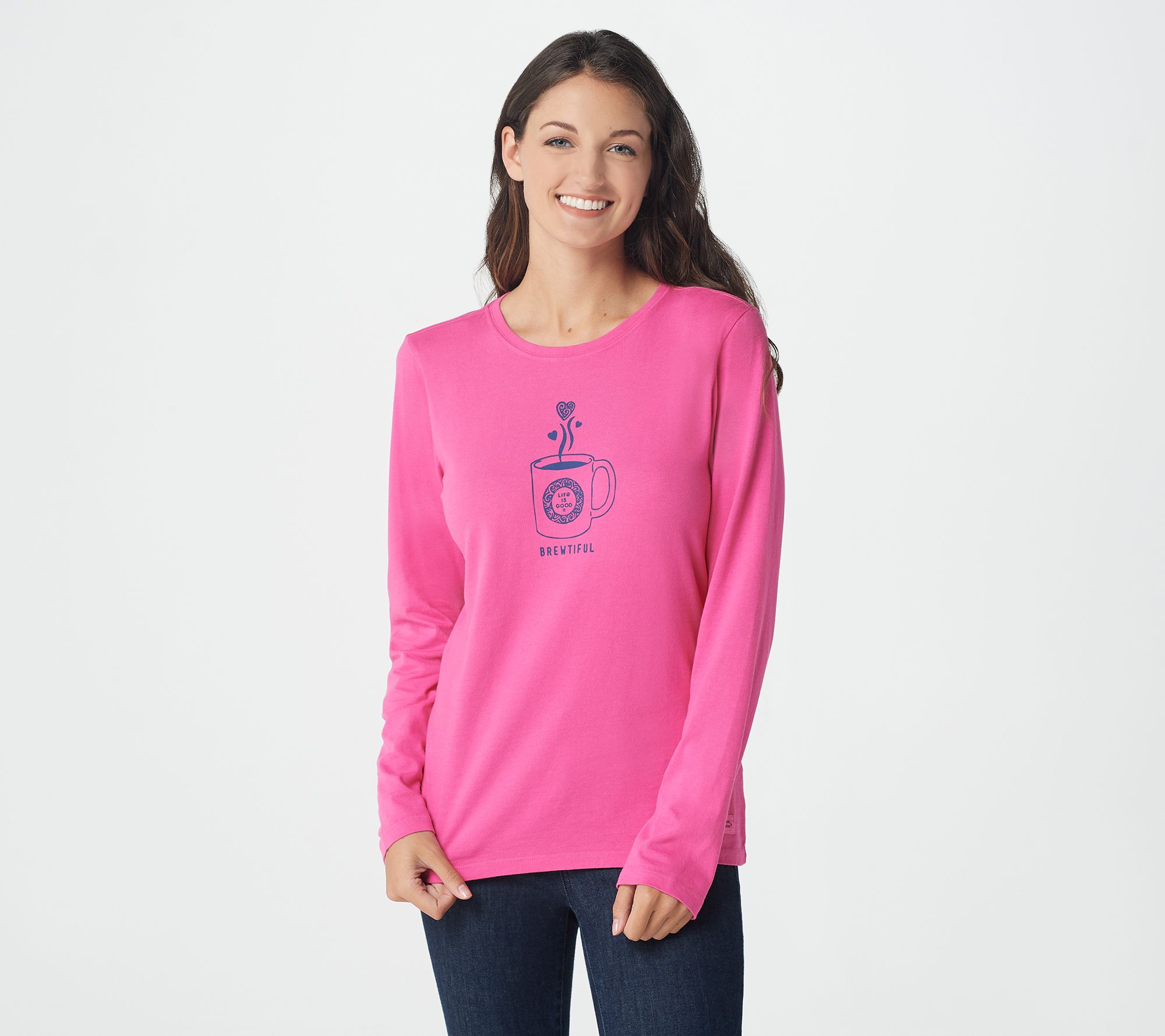 Life is Good Women's At Home Long-Sleeve Crusher Tee - QVC.com