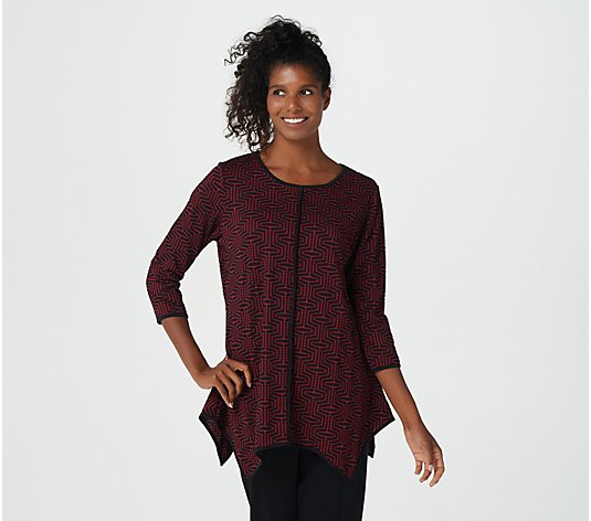 Truth + Style Petite Jacquard Knit Scoop-Neck Tunic