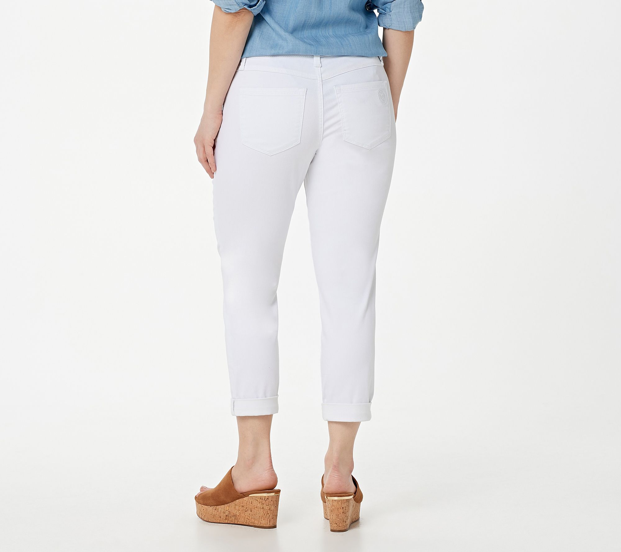 Laurie Felt Daisy Denim Girlfriend Crop Jeans- White - QVC.com