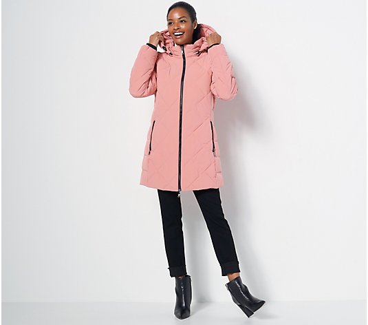 Nuage Quilted Stretch Puffer Coat with Removeable Hood