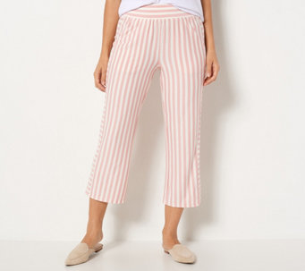 AnyBody Striped Textured Jersey Pull-On Pants - A470632