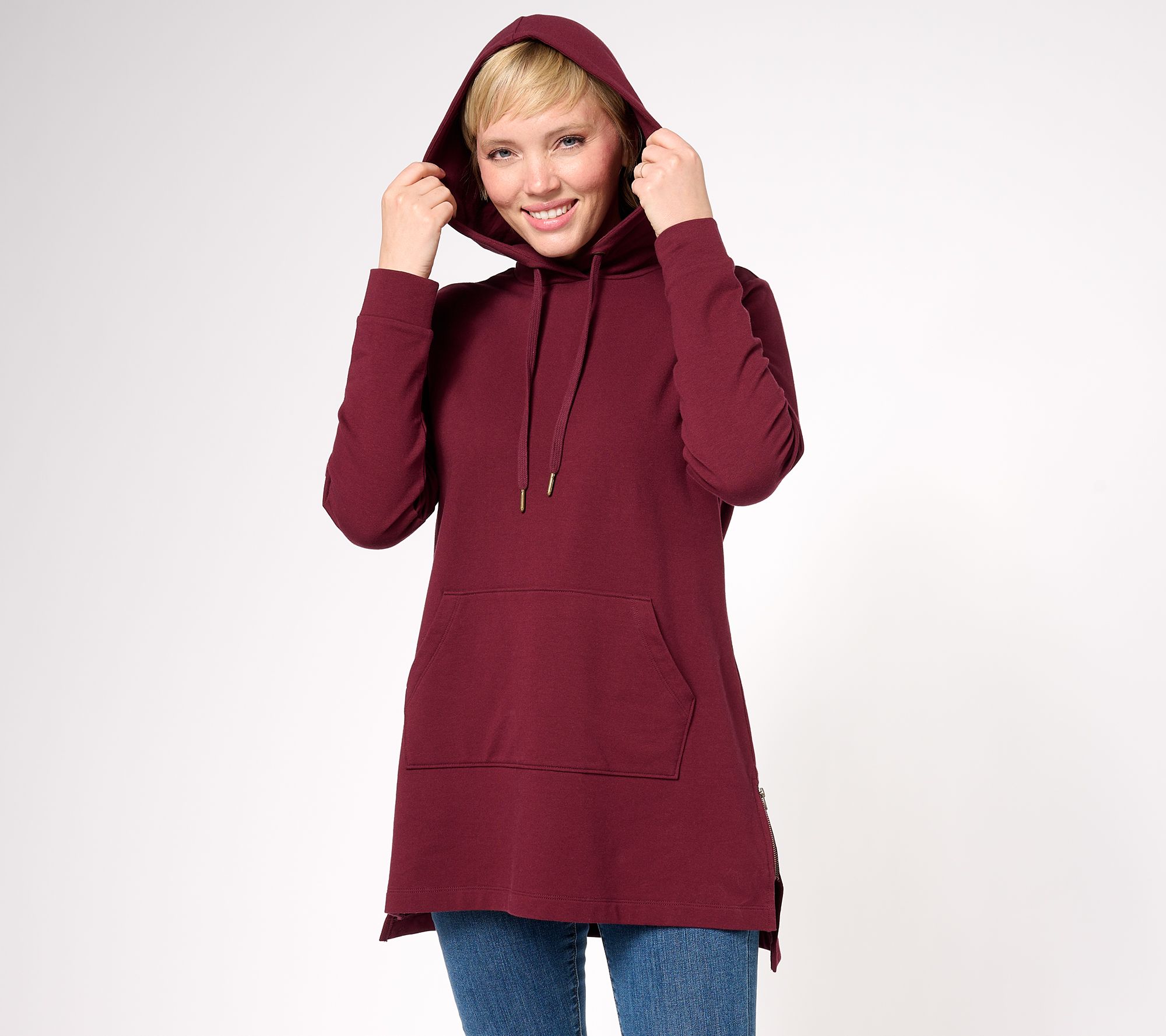 Joan Rivers French Terry Pull-Over Hooded Tunic - QVC.com