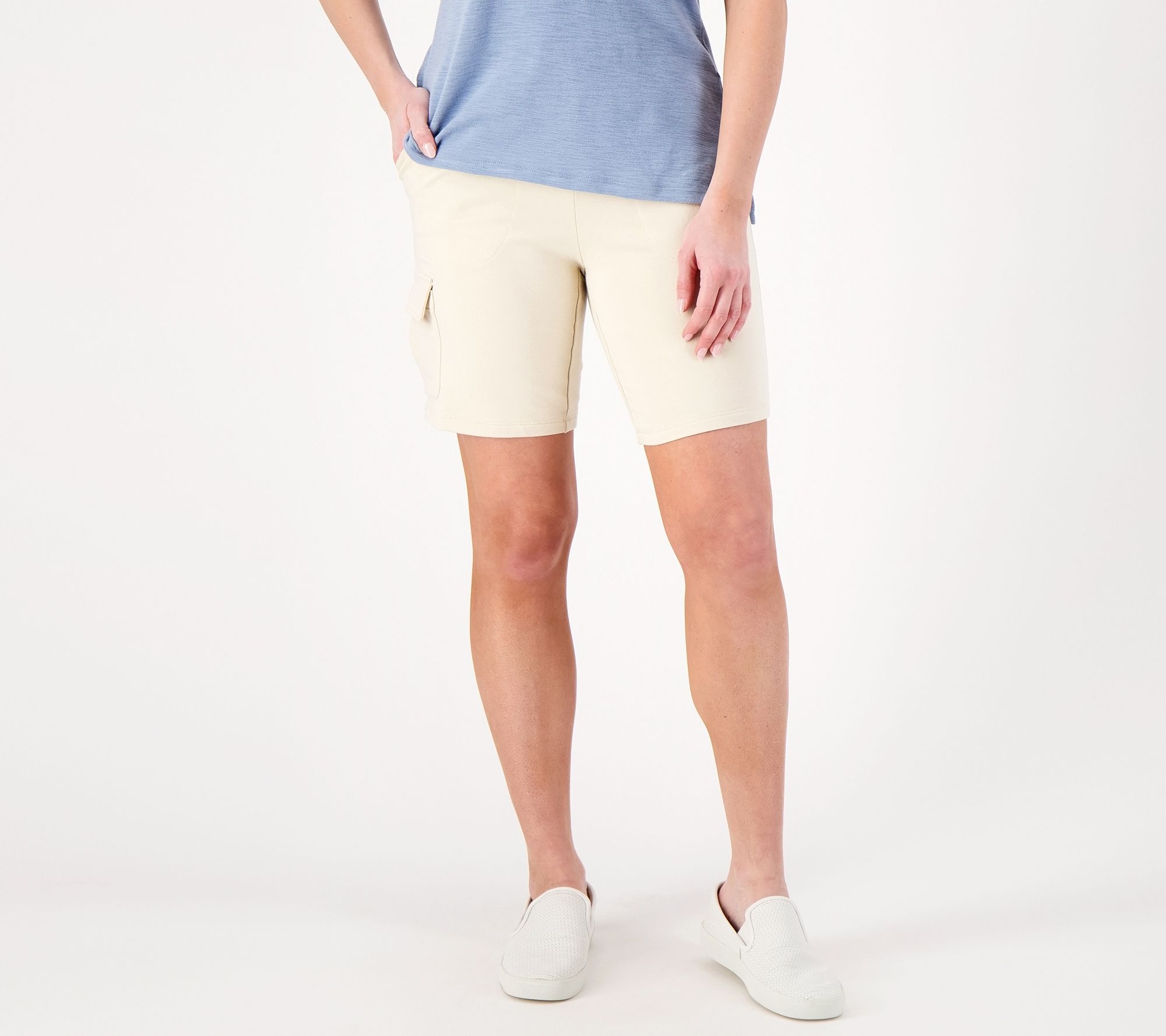 Denim & Co. Active French Terry Pull-On Short w/ Cargo Pocket