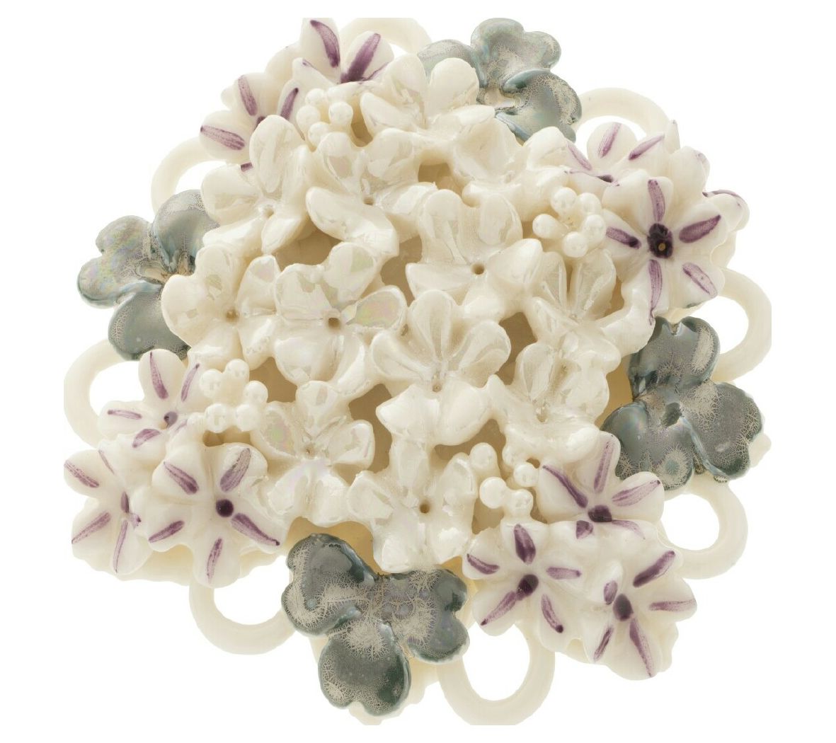 Belleek Pottery Forget Me Not Posy Brooch