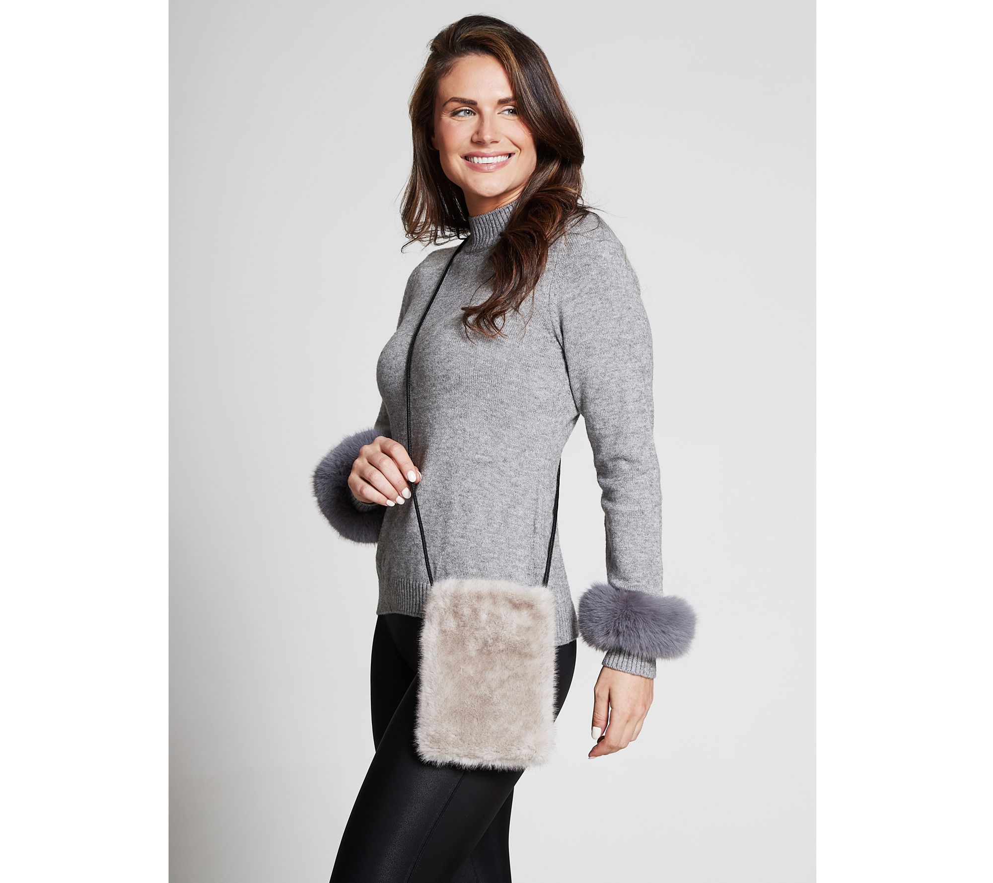 Kelli Kouri Natural FauxFur Cell Phone Holder