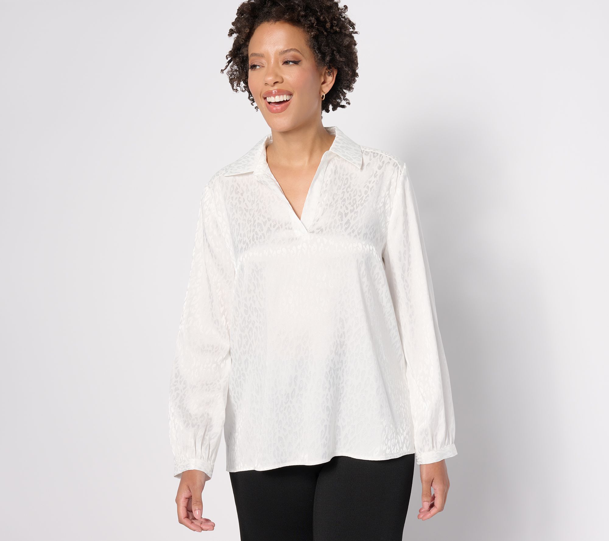 Attitudes by Renee Knit Short Sleeve Top w/ Lace Hem 