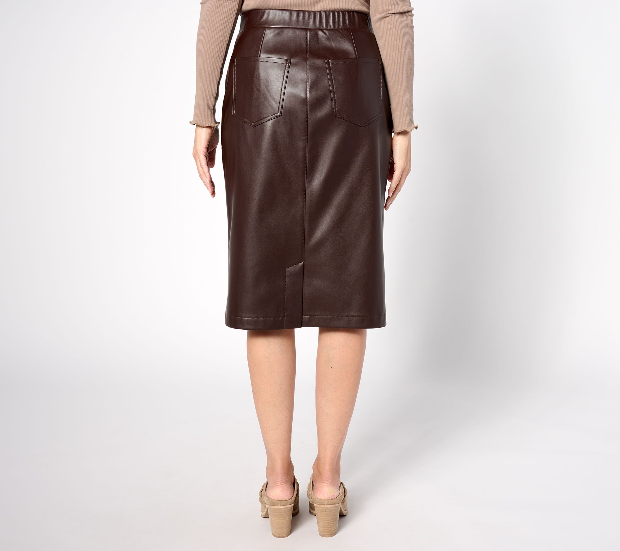 Denim & Co. Signature Faux Leather Skirt - QVC.com