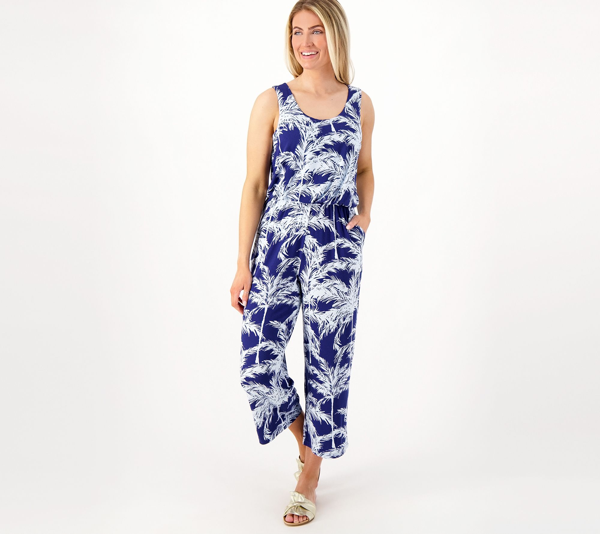 "As Is" Belle by Kim Gravel Petite Rayon Spandex Knit Jumpsuit