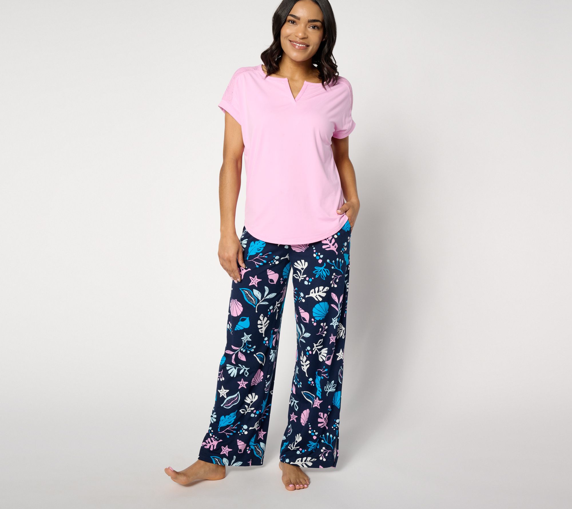 Cuddl Duds Flexwear Tee with Eyelet Detail - QVC.com