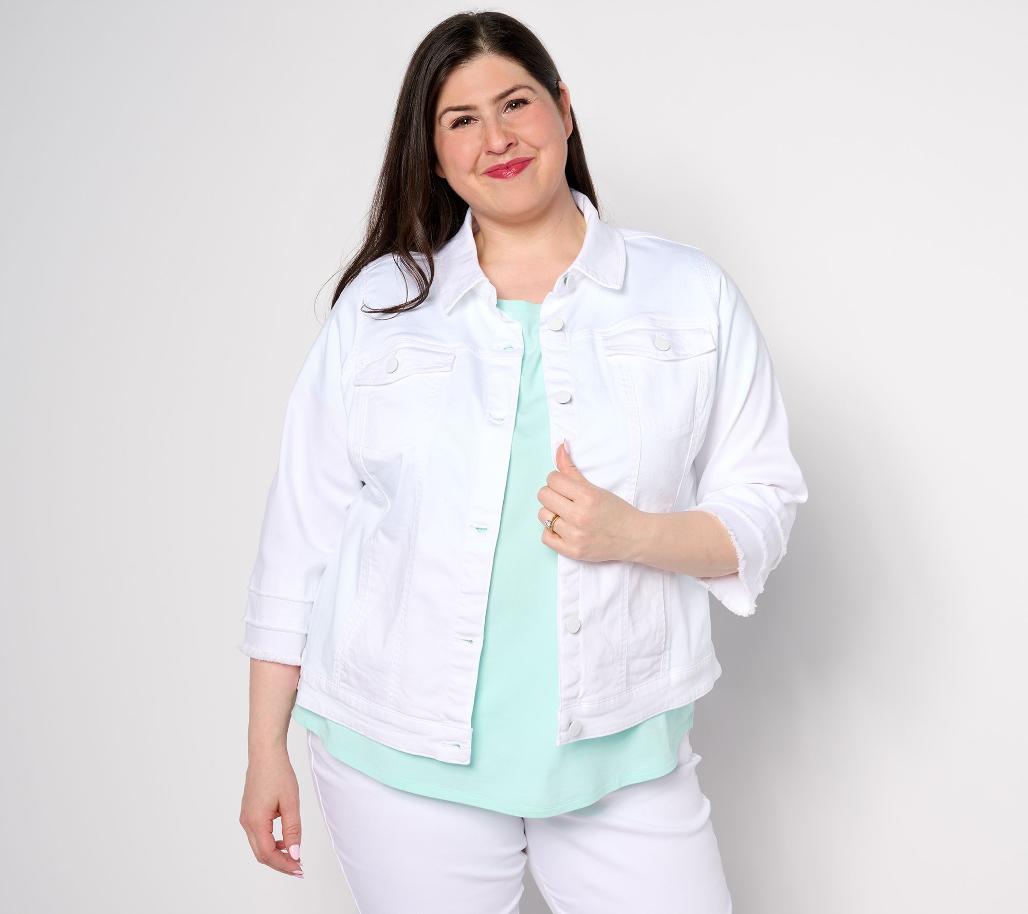 Belle by Kim Gravel TripleLuxe 3/4 Sleeve Denim Jacket