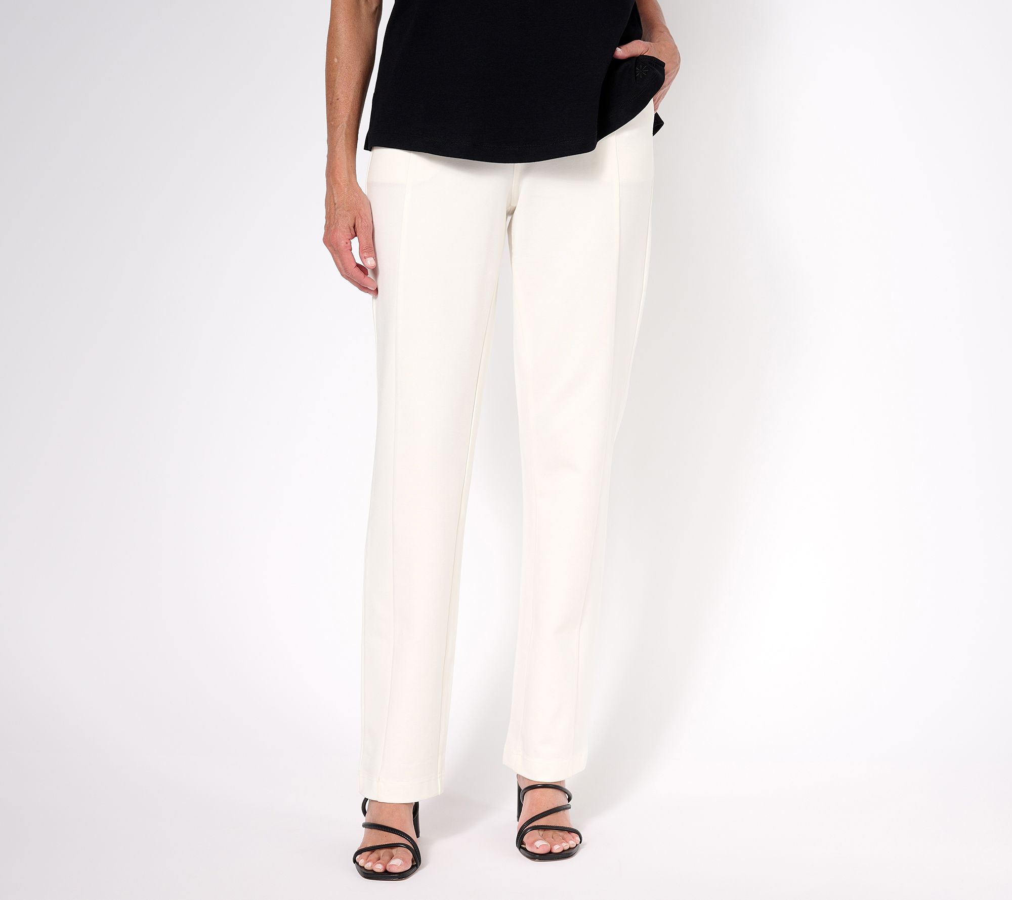 "As Is" Belle by Kim Gravel Petite Straight-Leg Ponte Pant