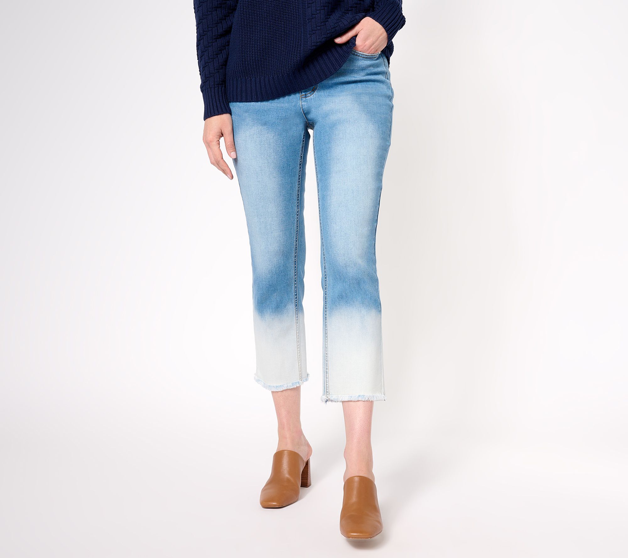 "As Is" Isaac Mizrahi Live! Tall Indigo True Denim Dip Dye Ankle Jeans