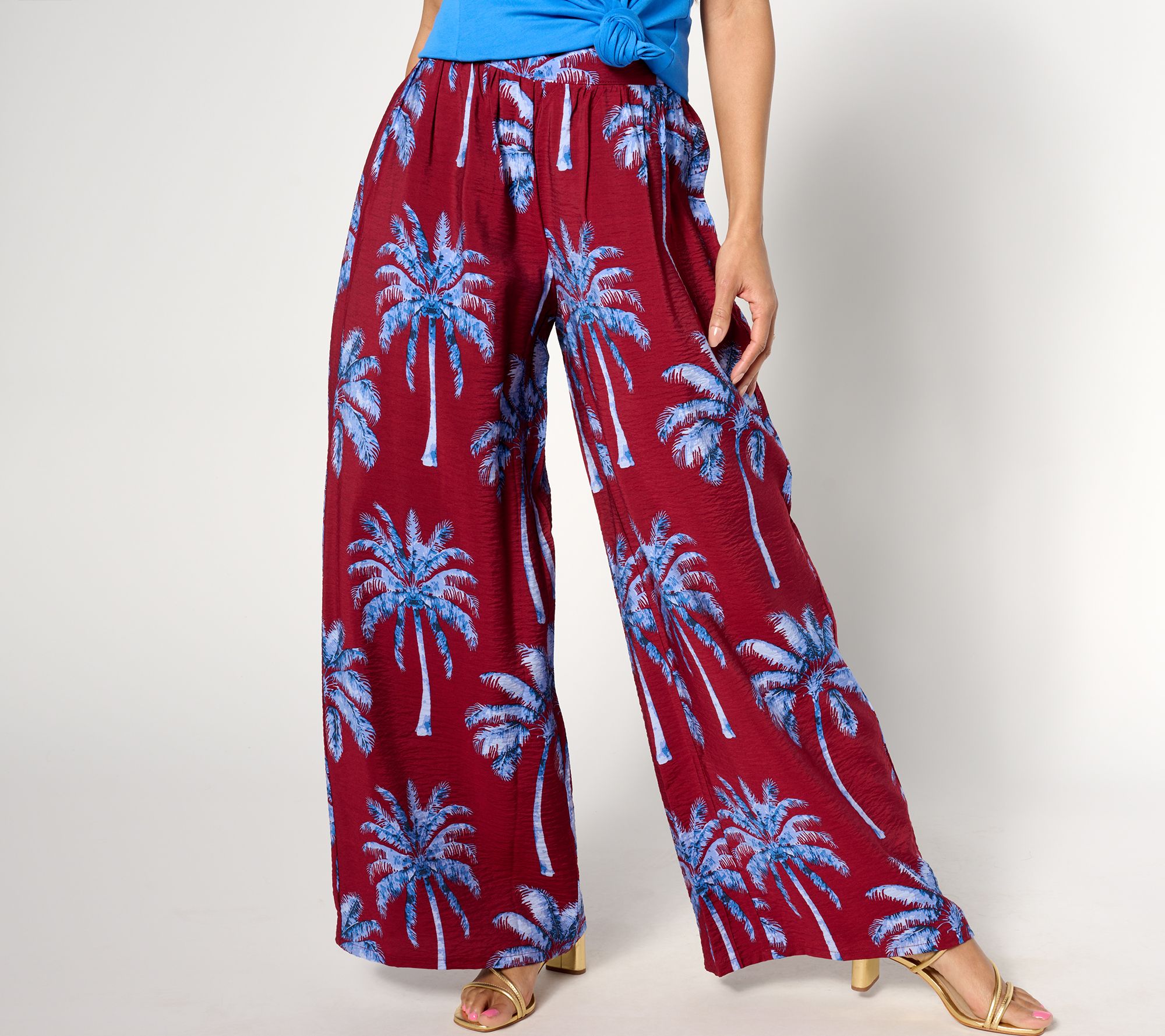 Peace Love World Boheme Petite Printed Pull-On Wide Leg Pant