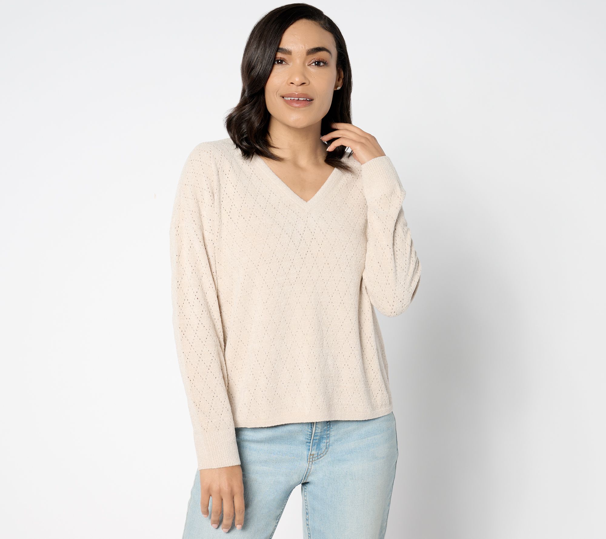 Barefoot Dreams CozyChic Ultra Lite Diamond Pointelle Pullover