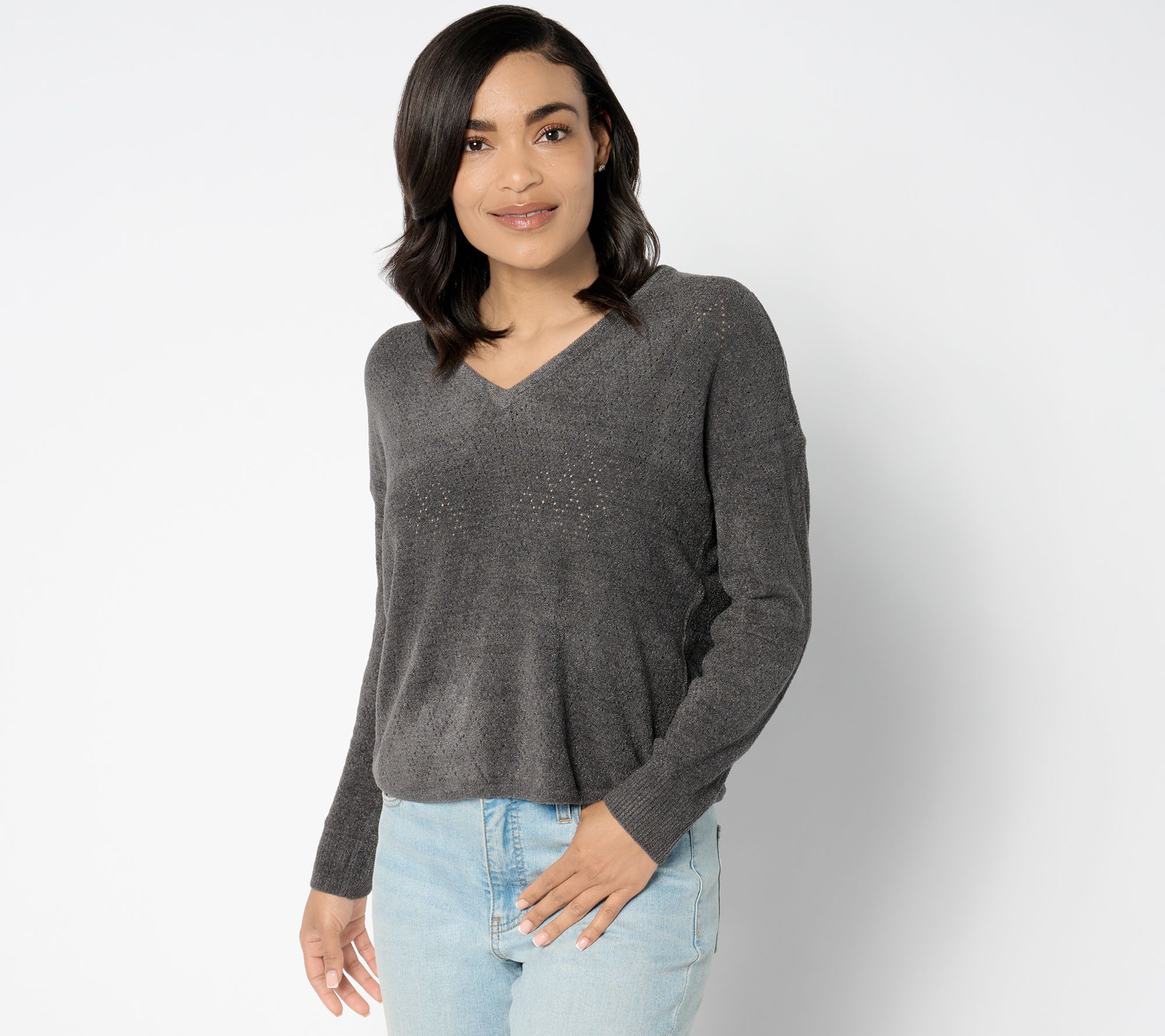 Barefoot Dreams CozyChic Ultra Lite Diamond Pointelle Pullover
