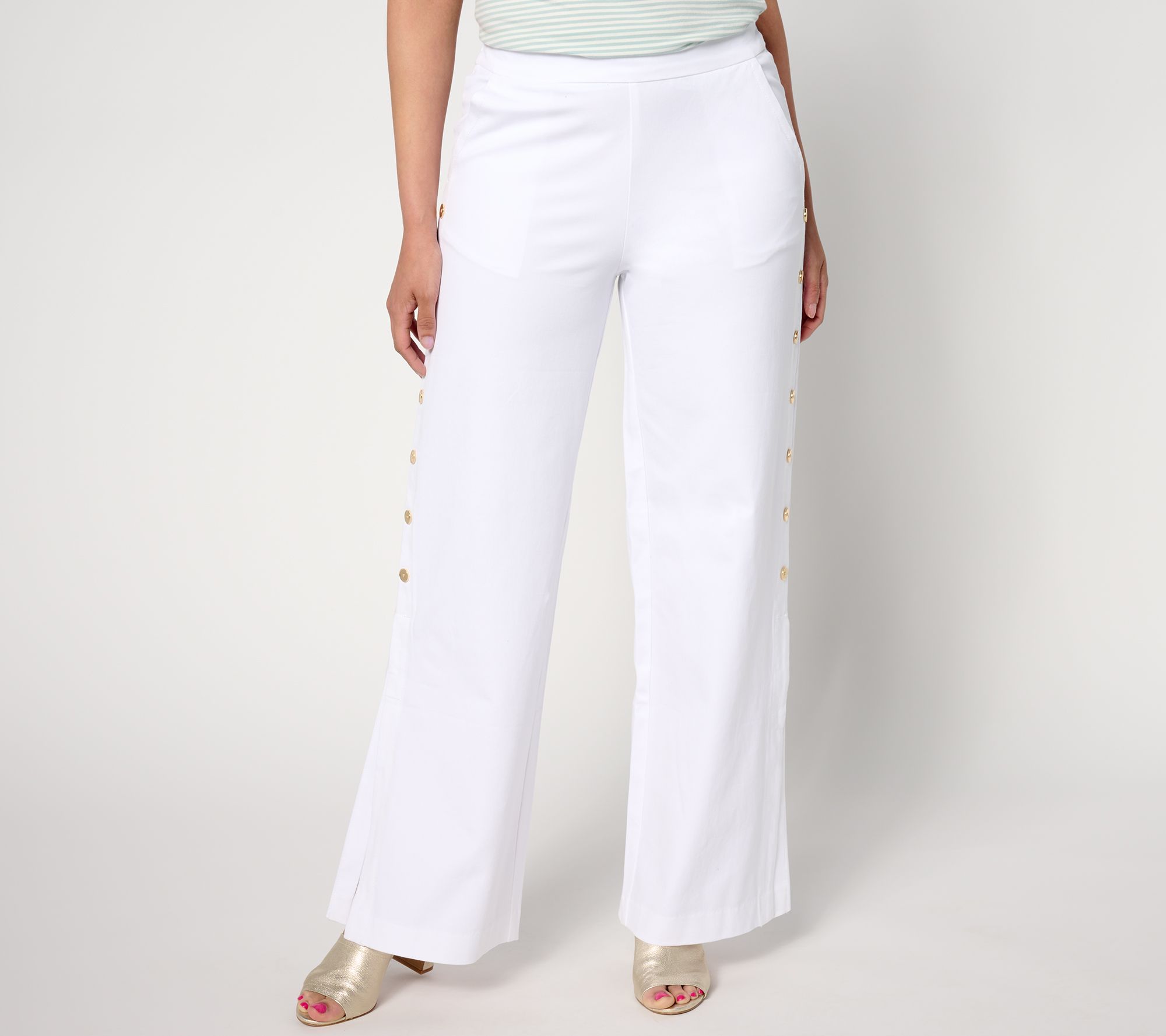 Isaac Mizrahi Live! Petite 24/7 Stretch Wide Leg Full Length Pants