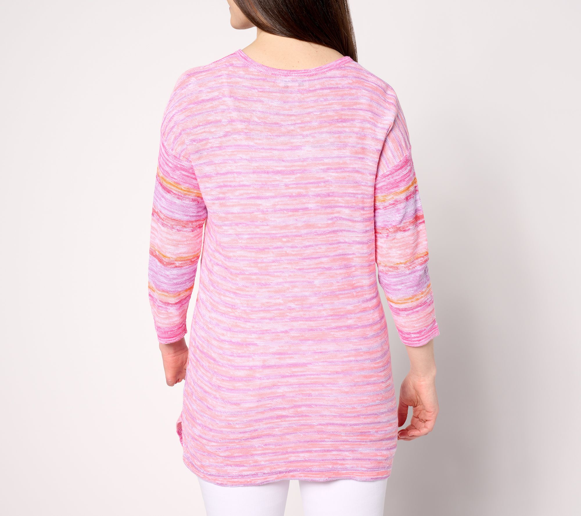 Denim & Co. Striped V-Neck 3/4-Sleeve Sweater - QVC.com Denim & Co. Striped V-Neck 3/4-Sleeve Sweater - QVC.com