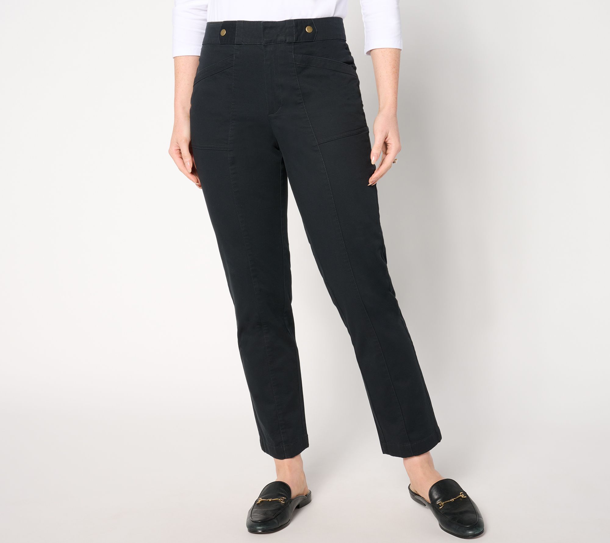 Joan Rivers Regular Stretch Twill Straight Leg Ankle Pant with Seaming