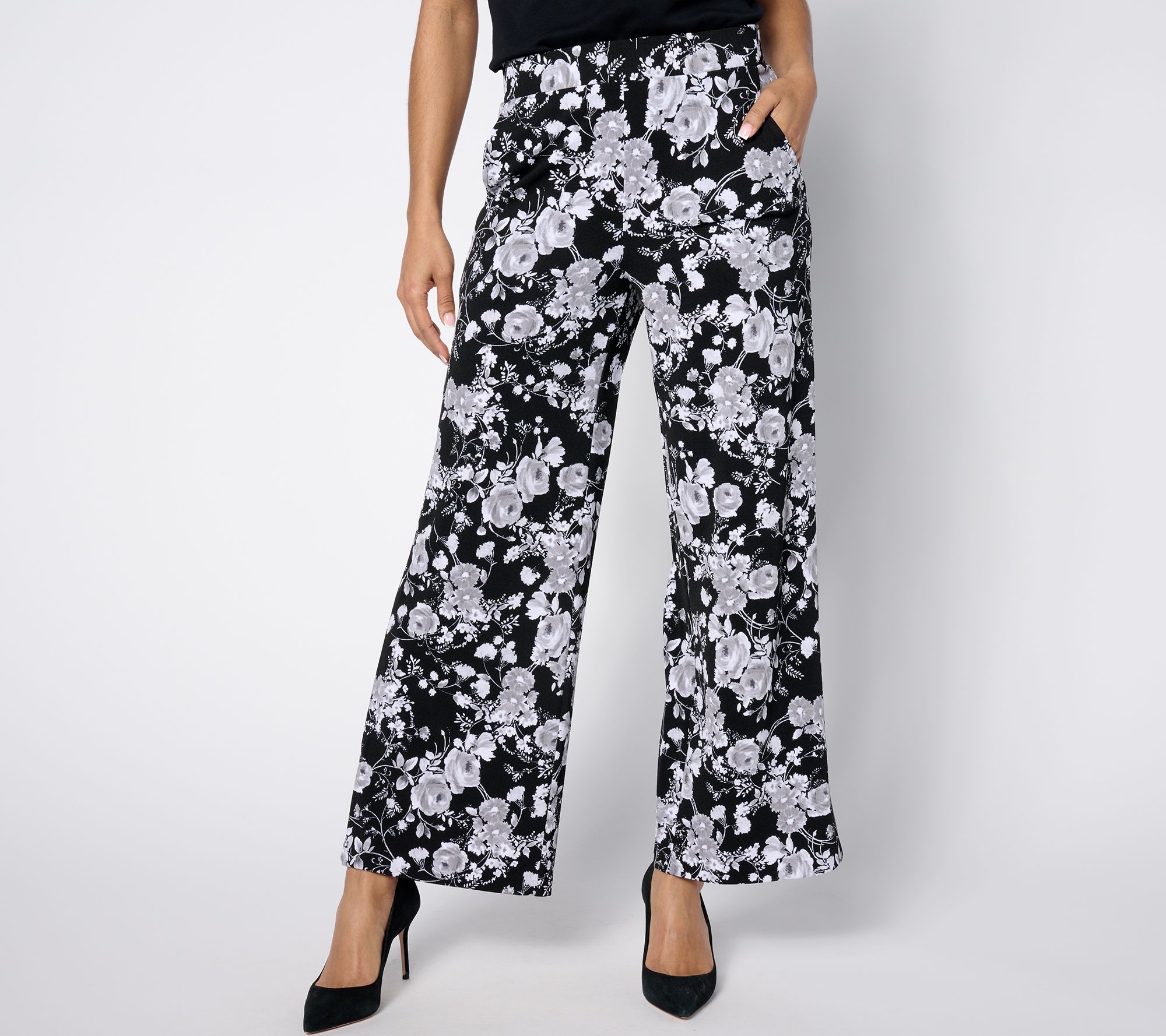 "As Is" Isaac Mizrahi Live! Regular Printed Pebble Knit Statement Pants