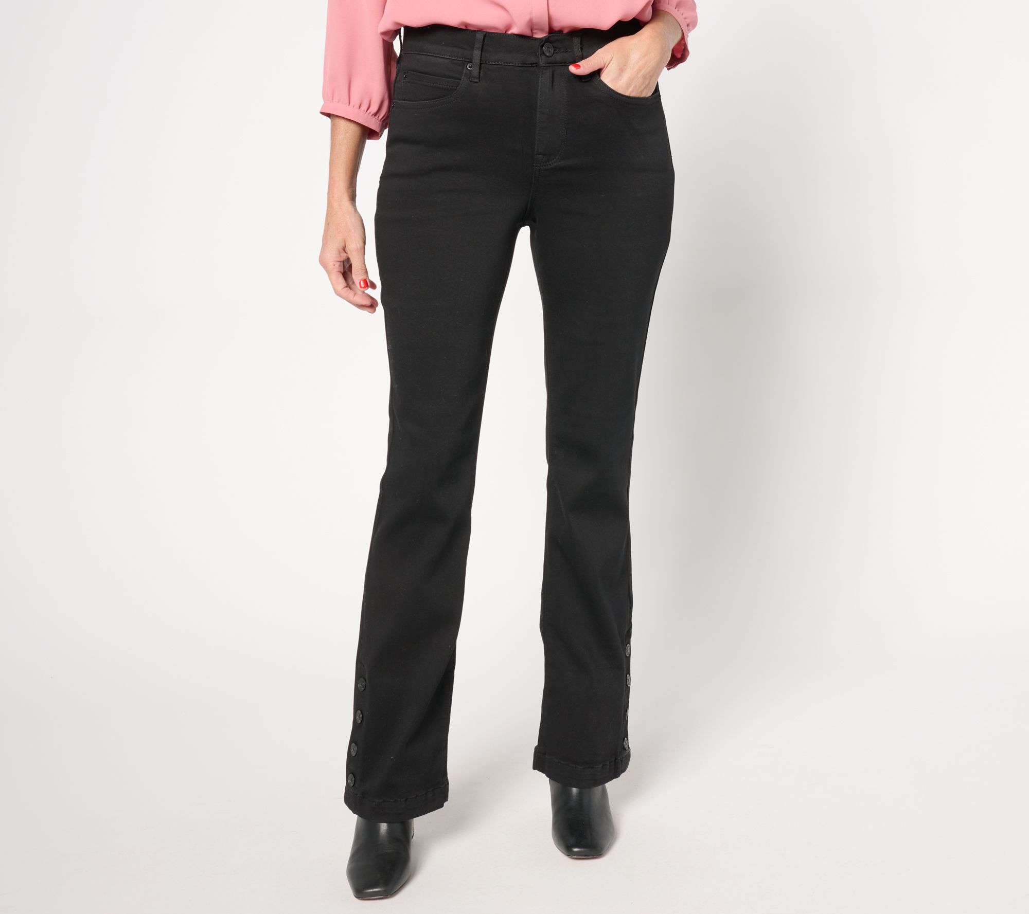 nicole by Nicole Miller Petite Snapped High Rise Bootcut Jean