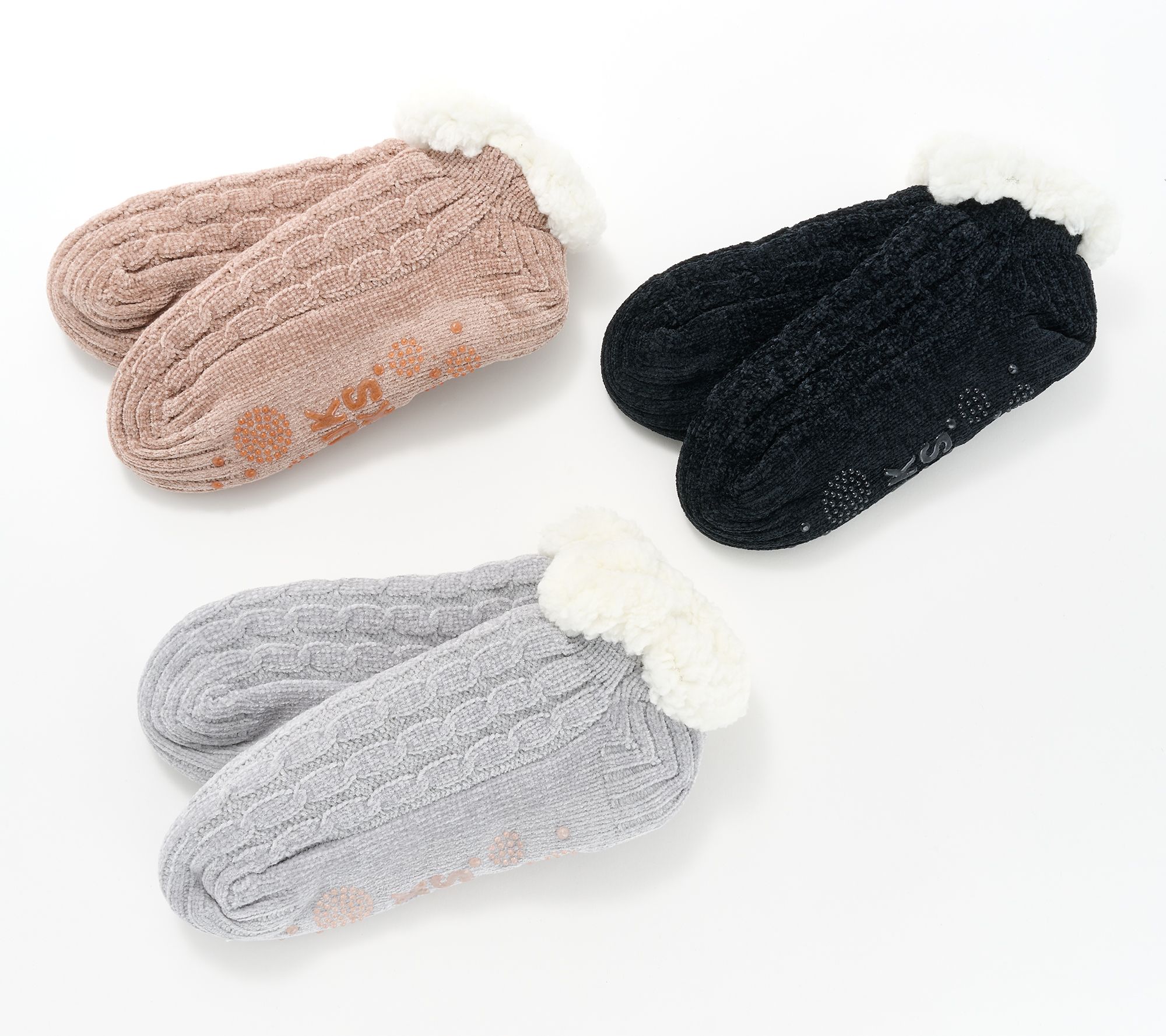 MUK LUKS Set of 3 Shea Butter Chenille Shortie Socks