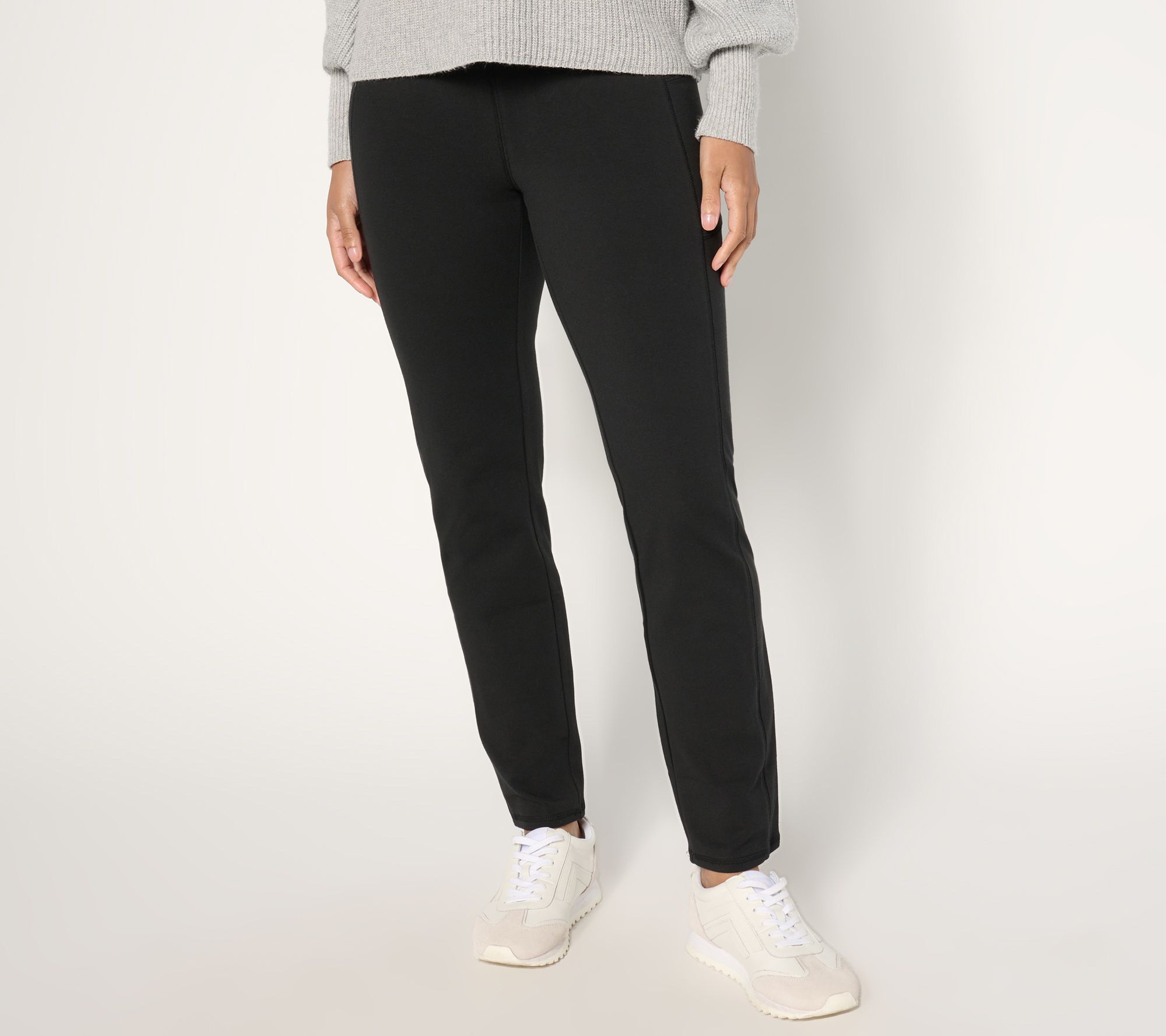 Denim & Co. Active Petite Duo Stretch Slim Straight Pant