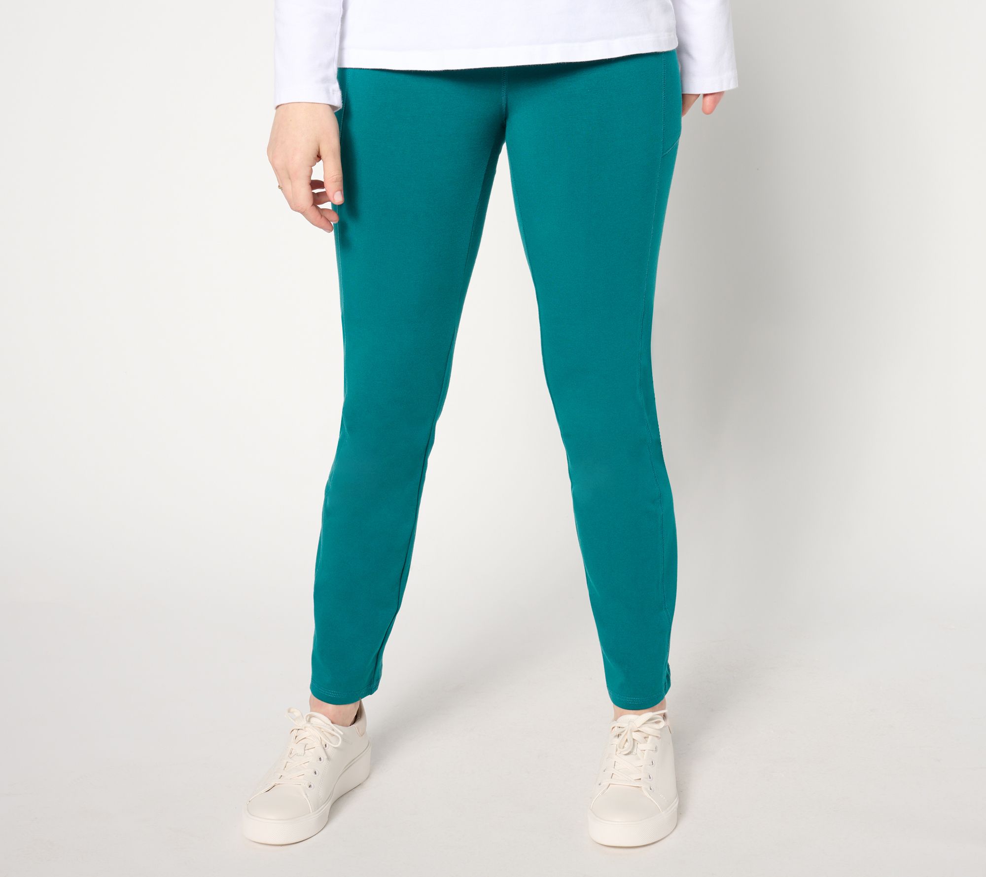 Denim & Co. Active Petite Duo Stretch Slim Straight Pant