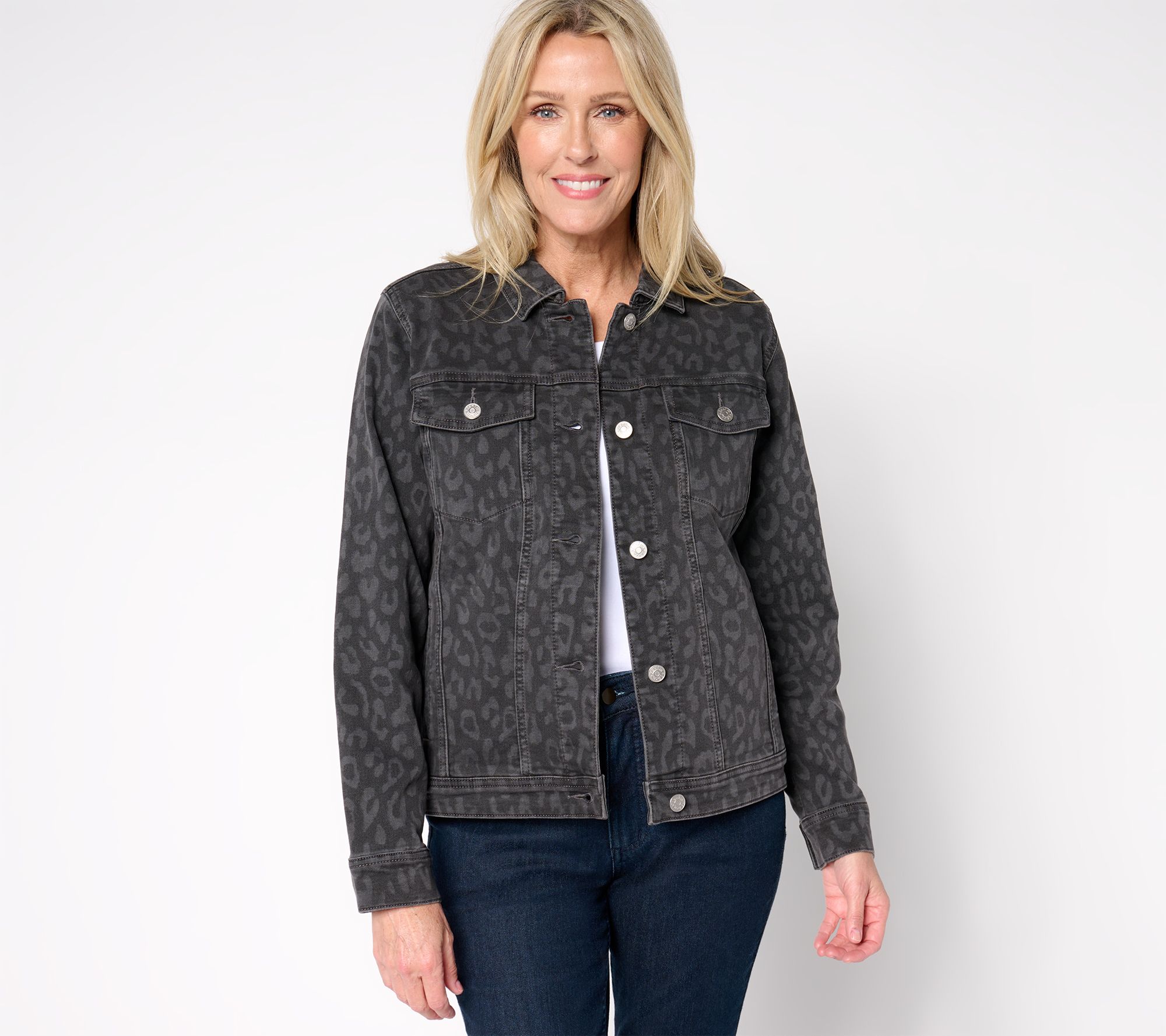 Denim & Co. Printed or Solid Comfy Knit Denim Jacket