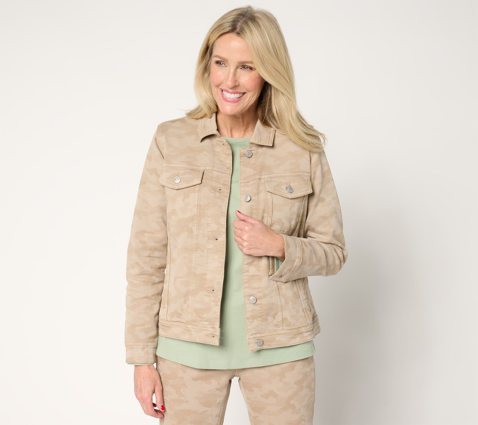 Denim & Co. Printed or Solid Comfy Knit Denim Jacket
