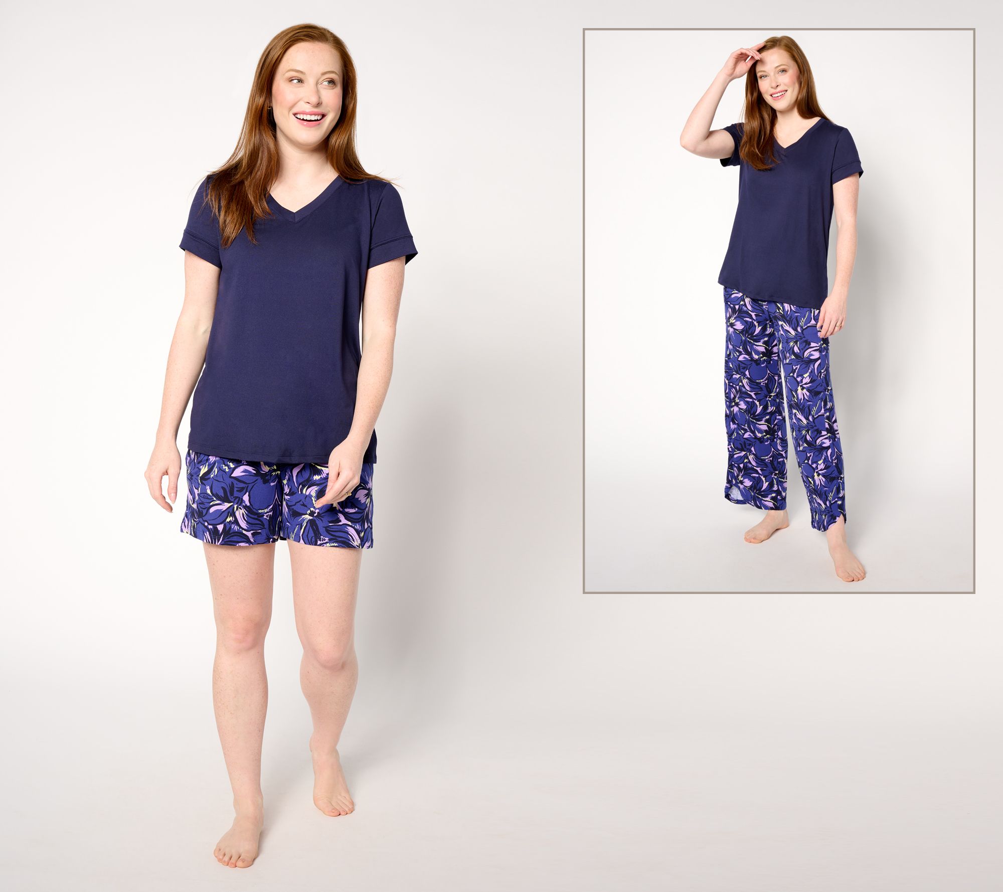 As Is Carole Hochman Tee, Short and Wide Leg Ankle 3-Pc Set