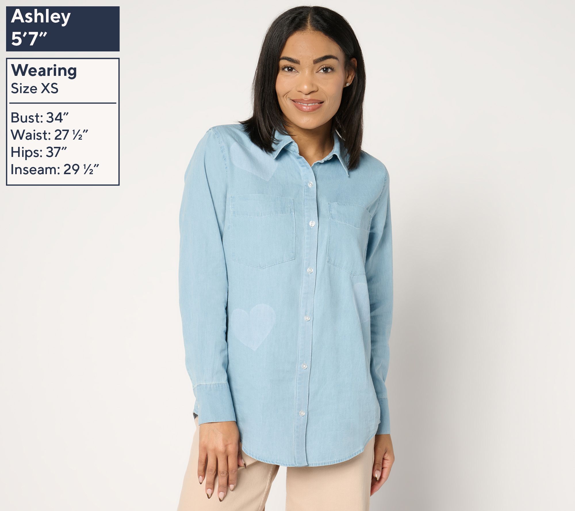 Studio Park x Amy Stran 100% Cotton Stamped Chambray Shirt