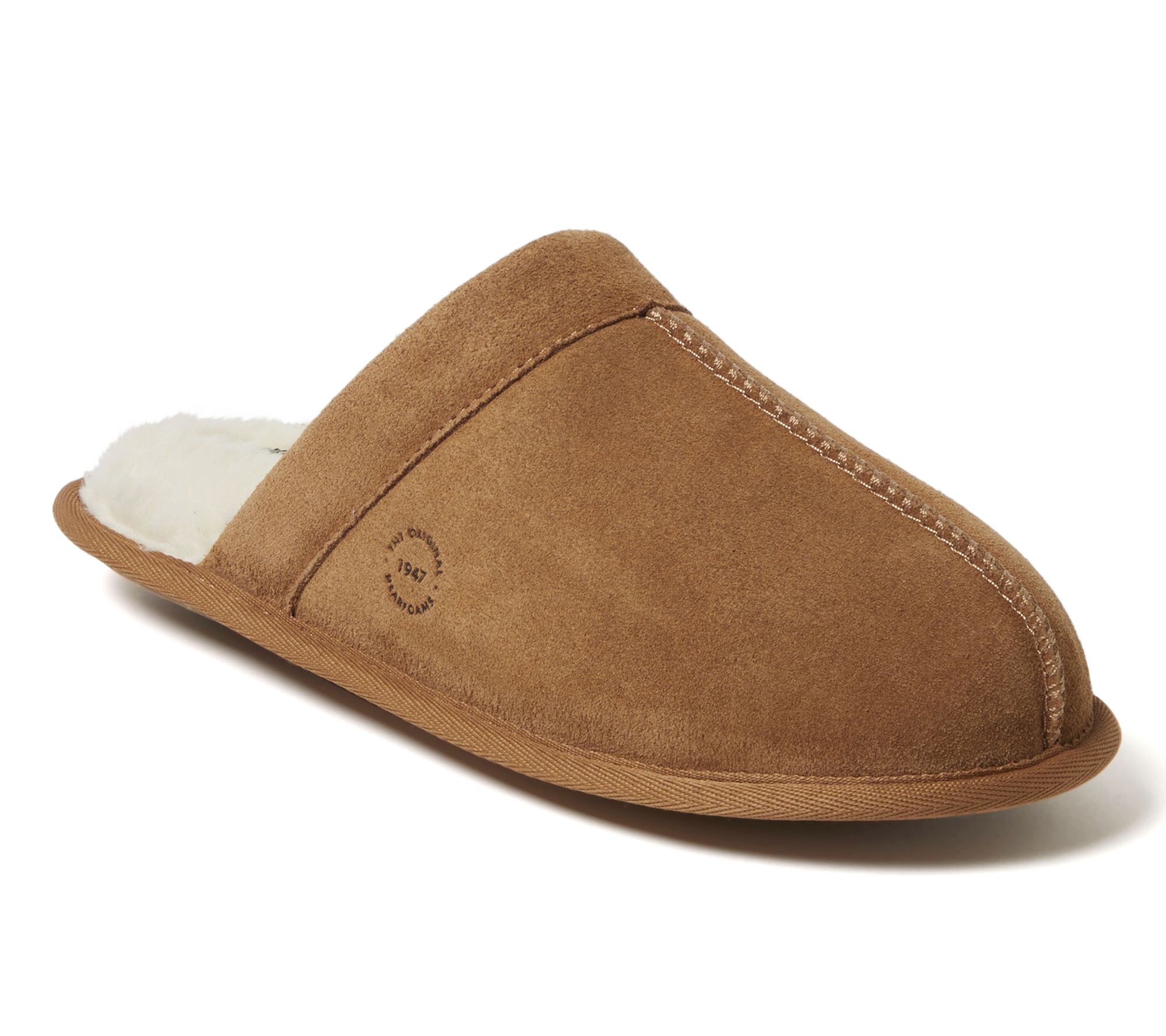 Dearfoams Men's Indoor/Outdoor Genuine Suede Scuff Slipper